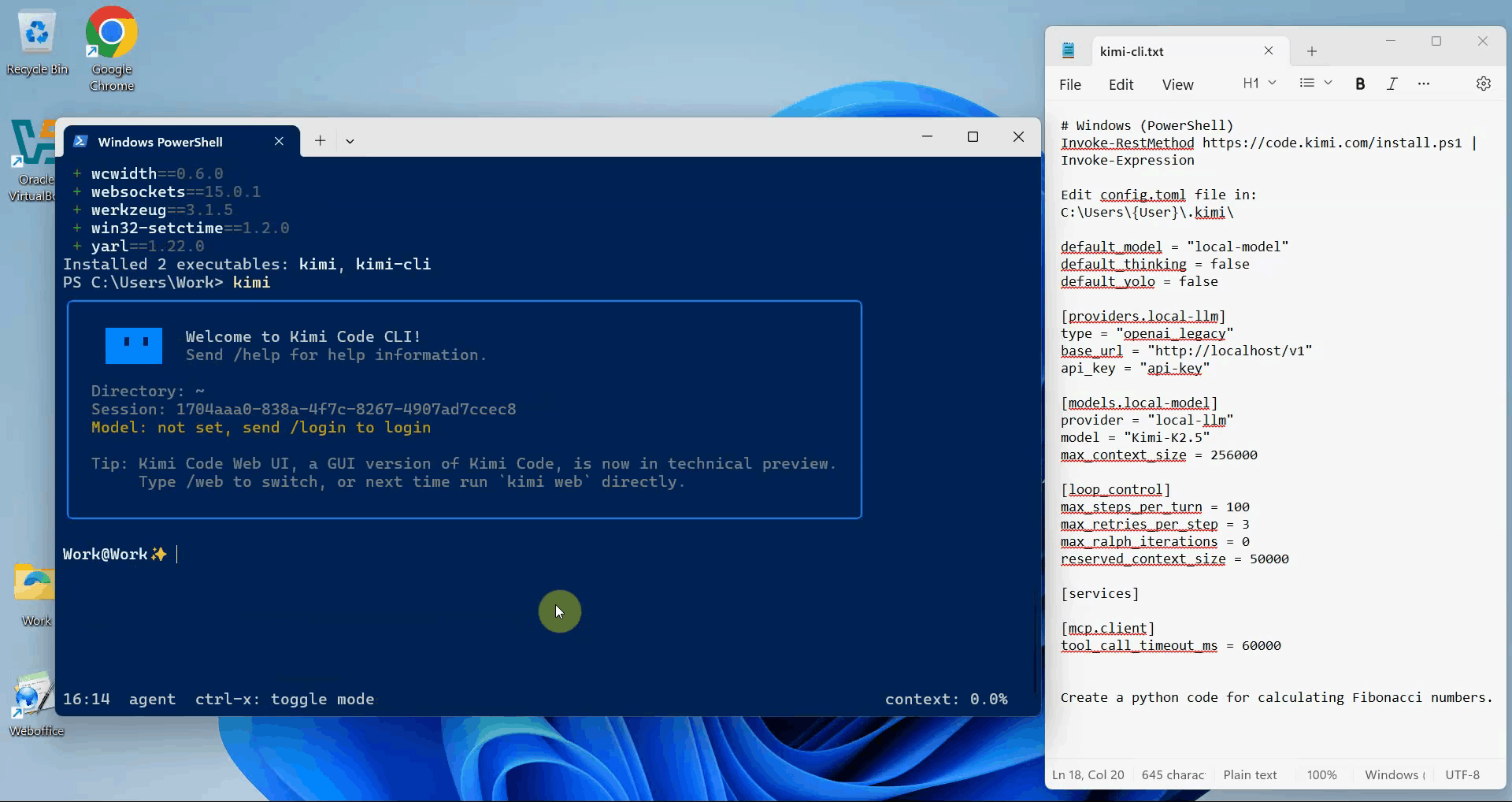 Kimi CLI welcome page