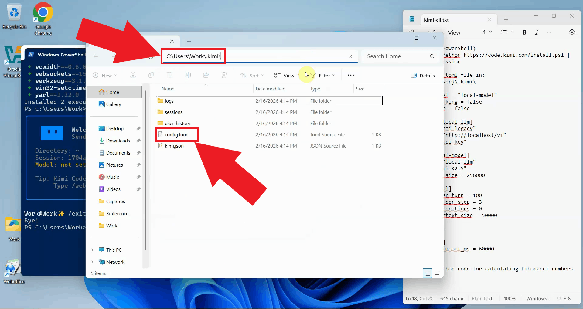 Open Kimi config file