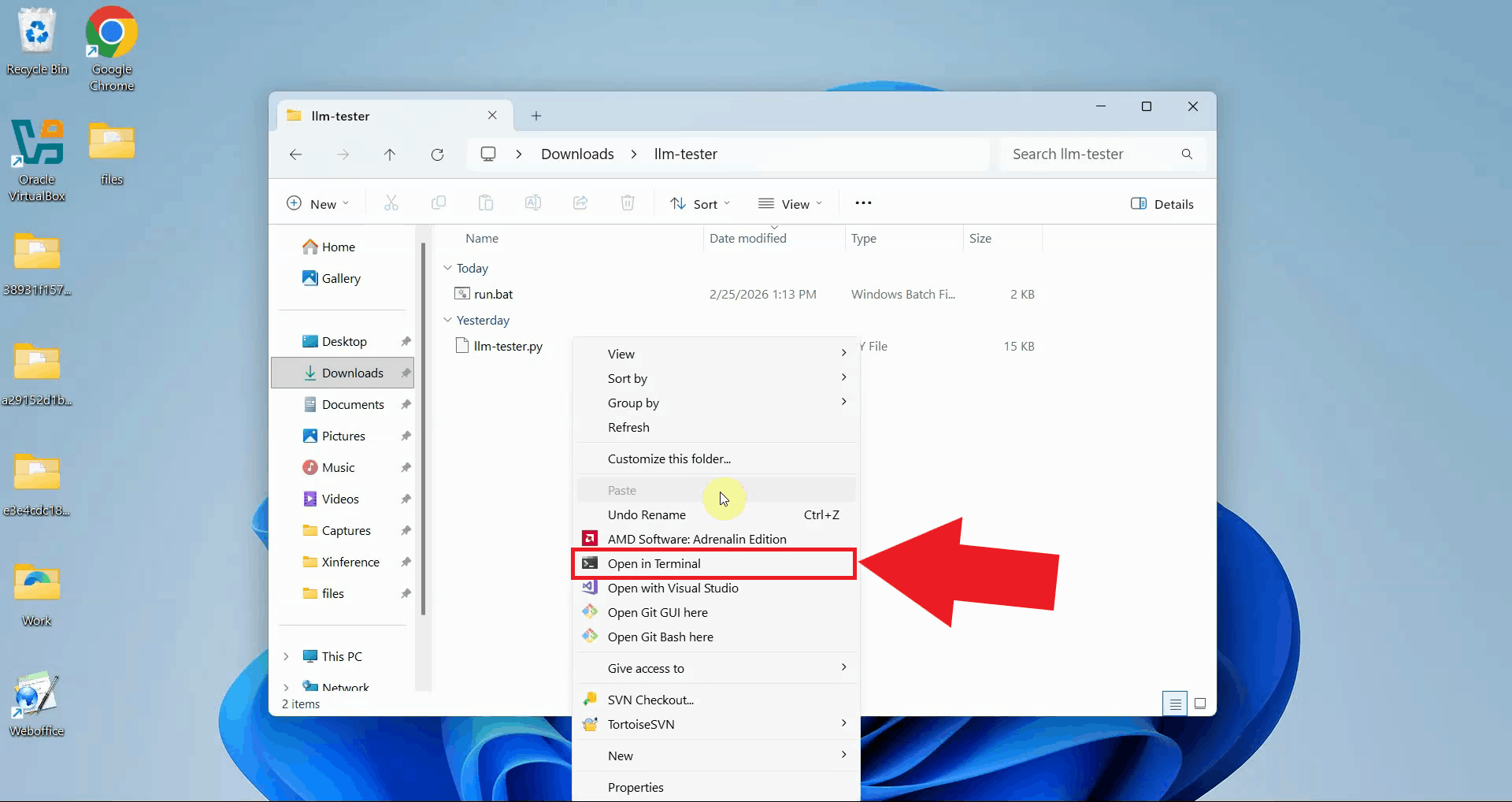 Open terminal in folder