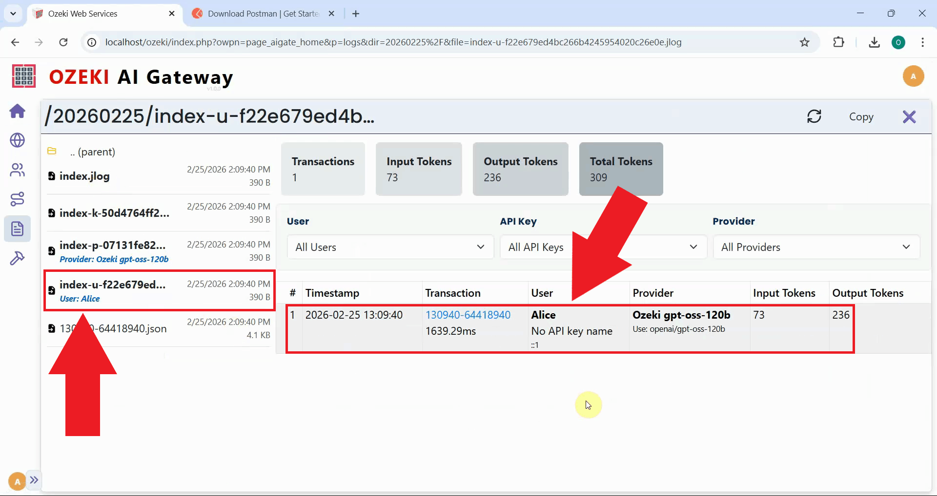 View transactions in log