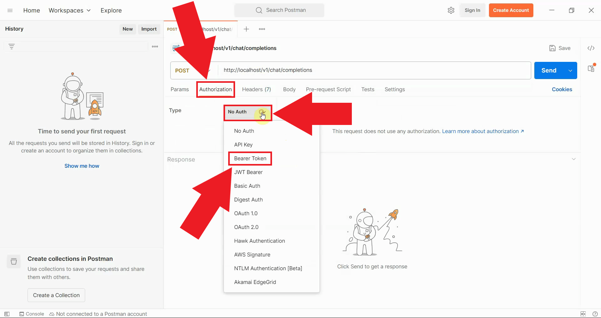Choose Bearer Token authorization