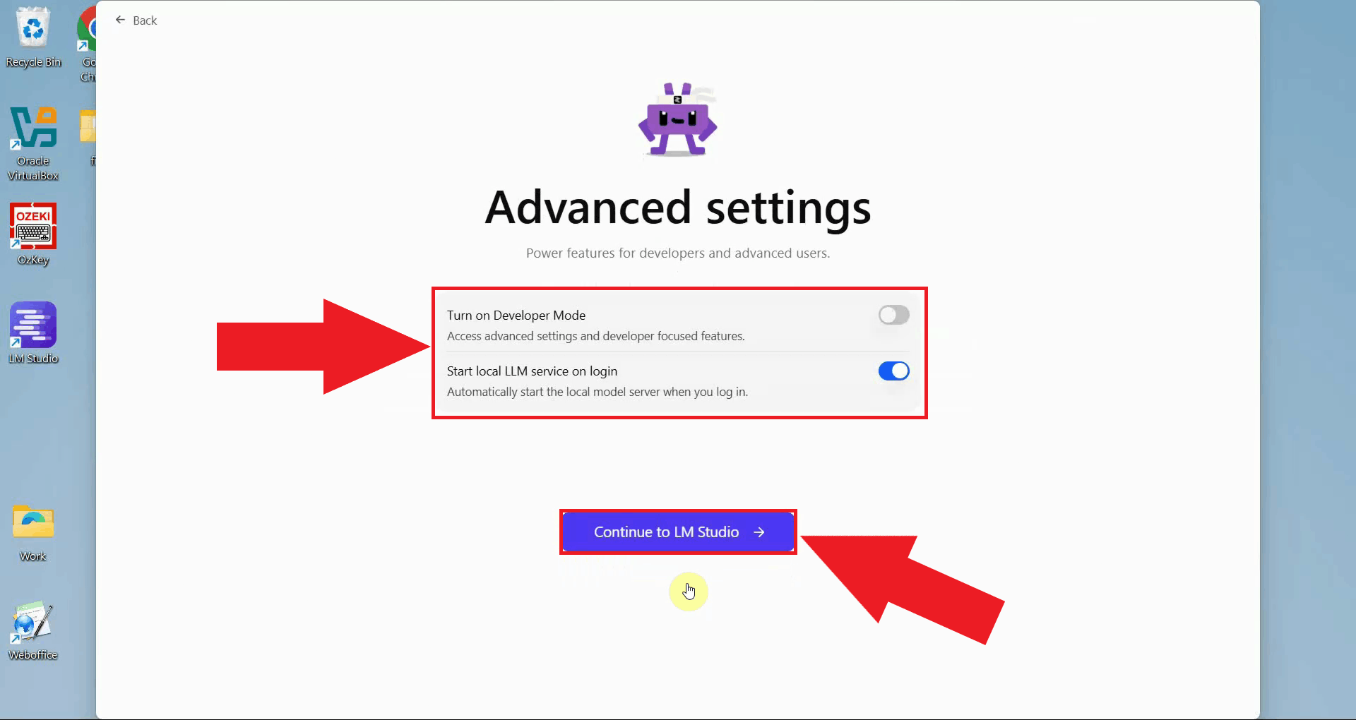 Configure or skip advanced settings