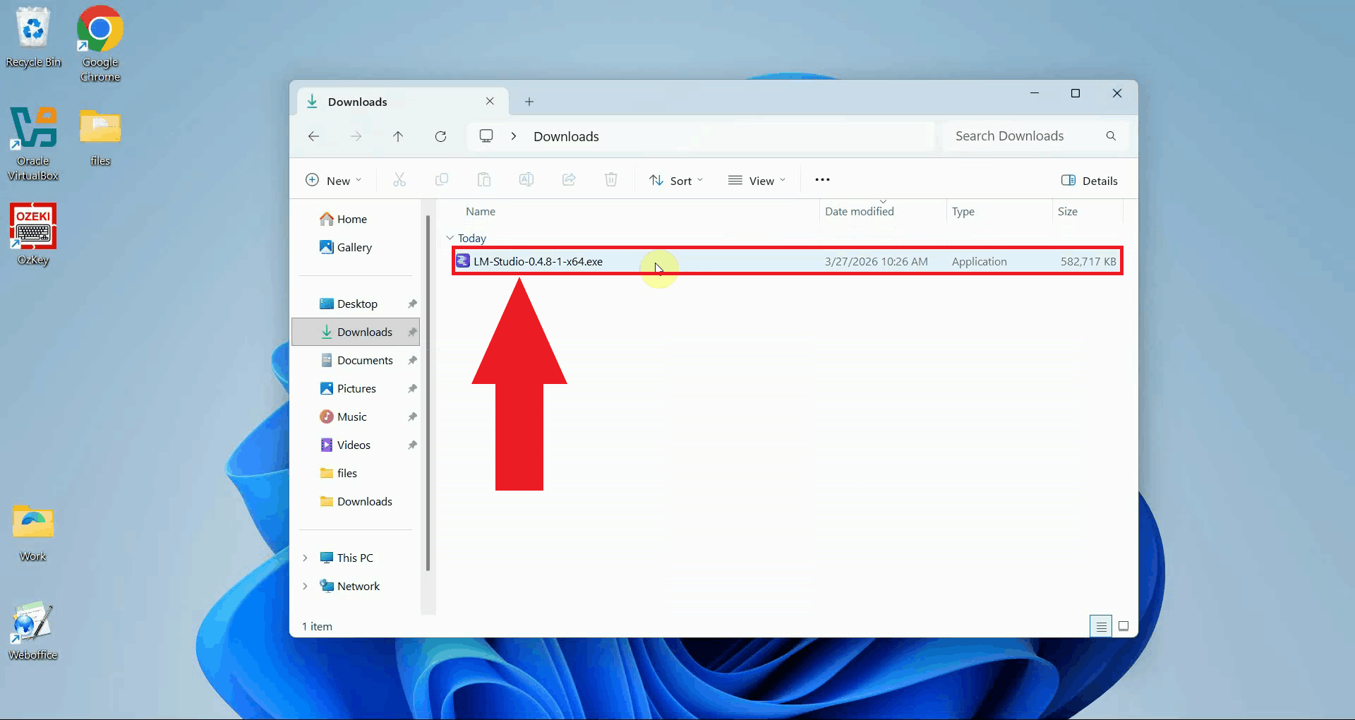 Open LM Studio installer