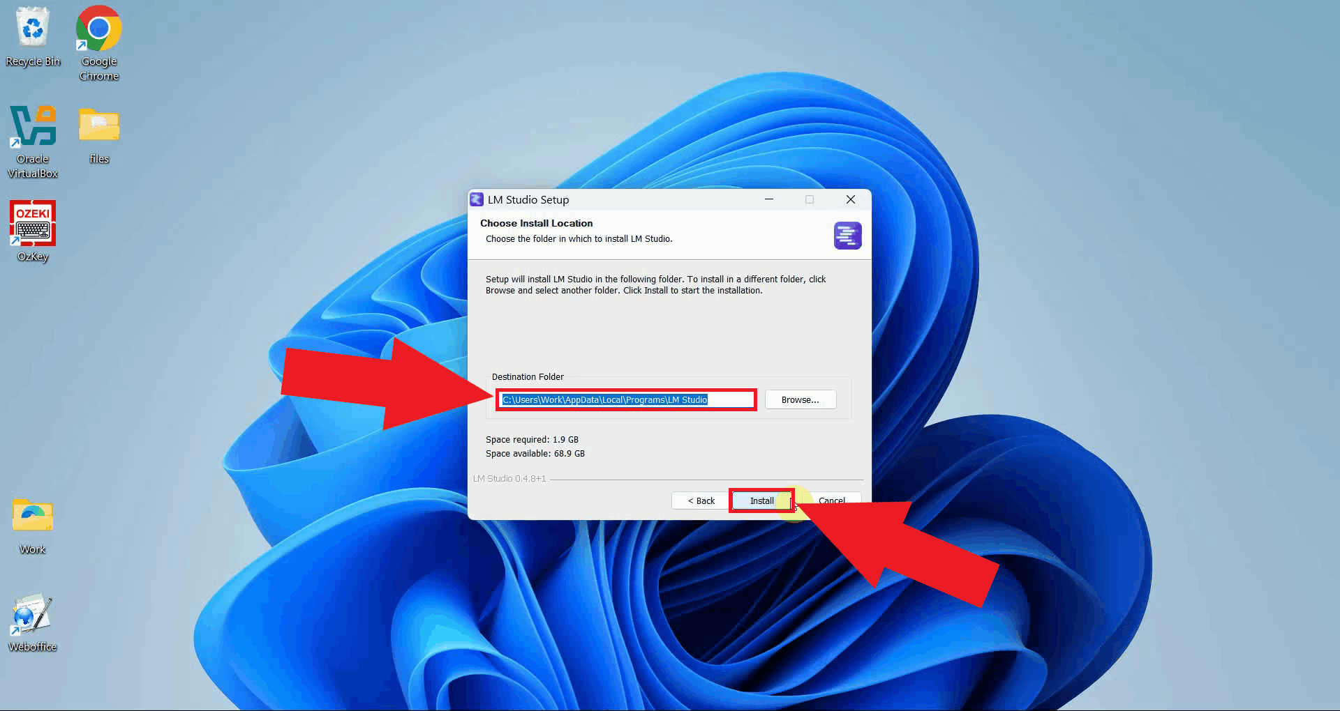 Select install location