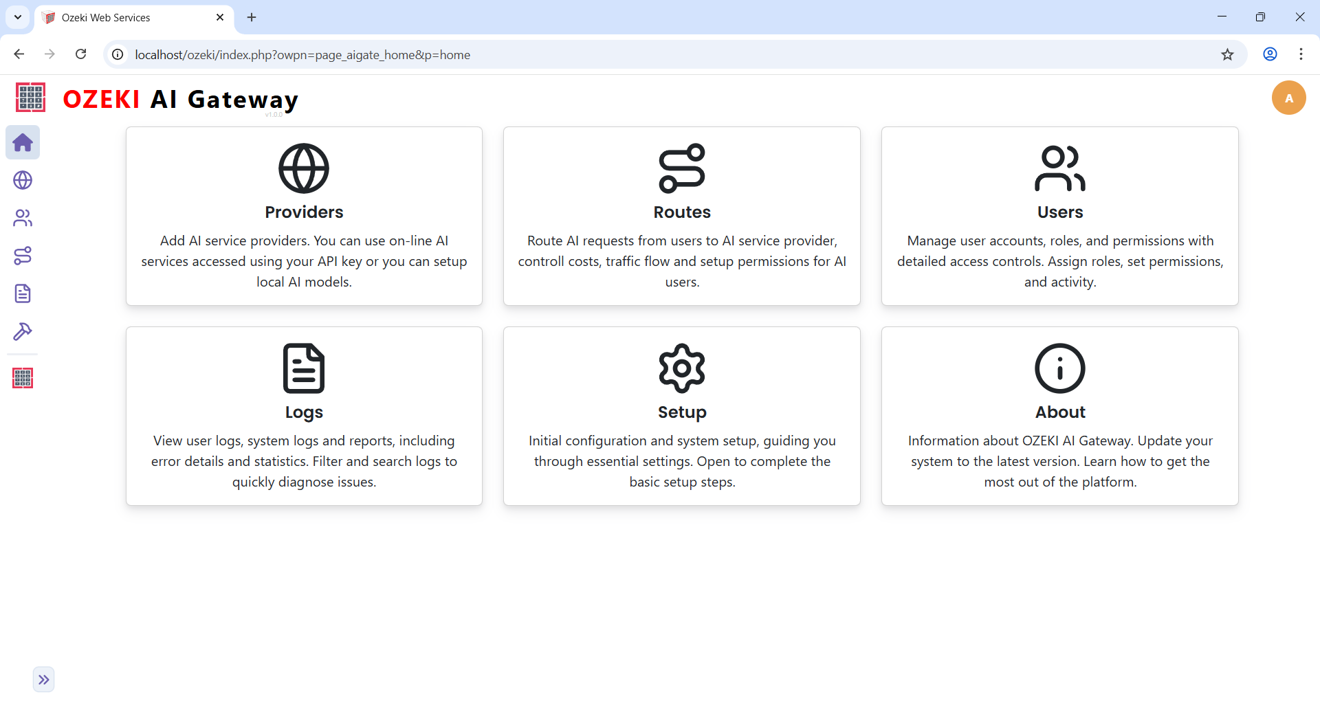 Ozeki AI Gateway Homepage