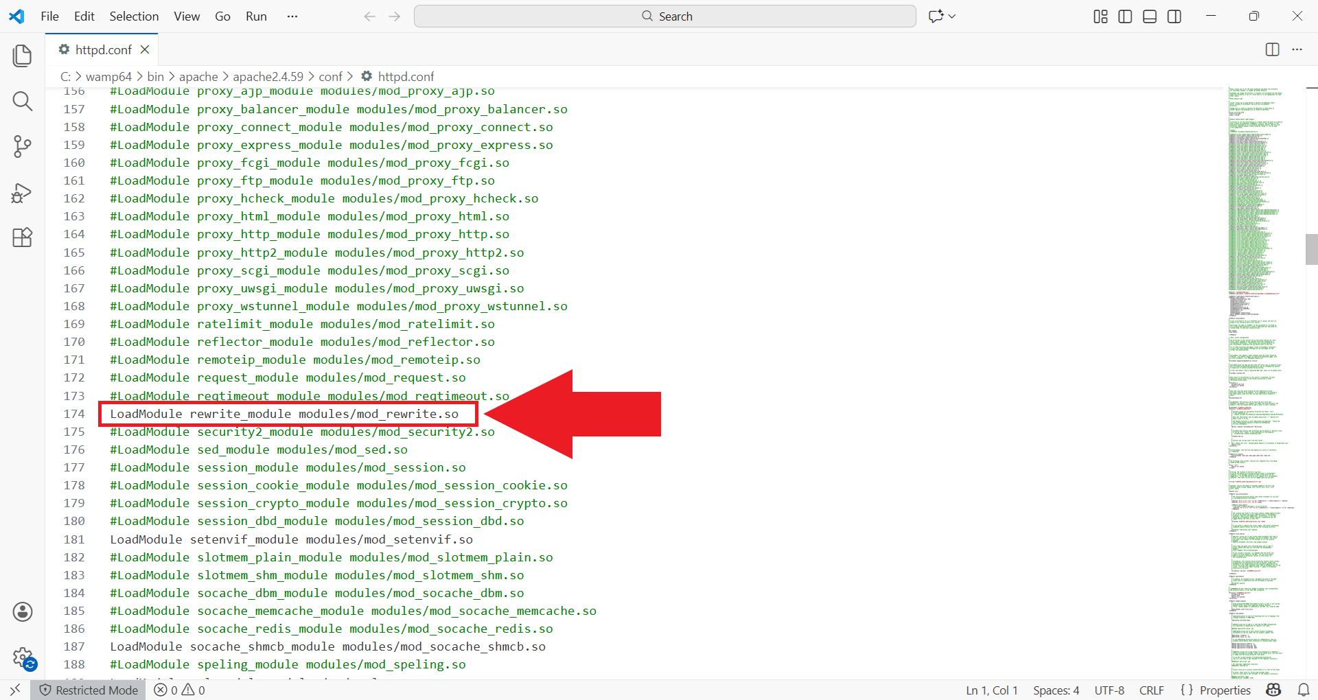 Enable rewrite module