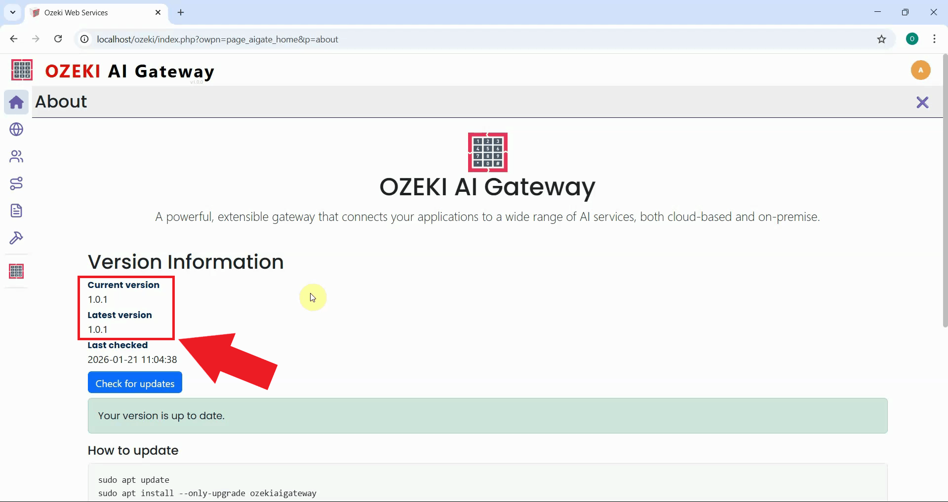 Check current version