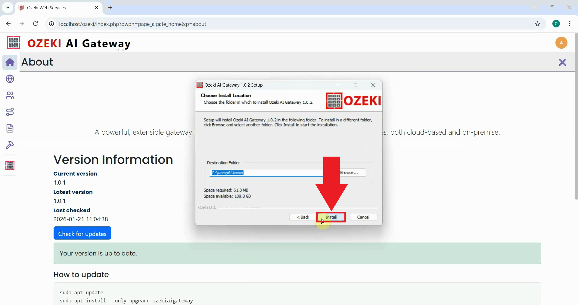 Choose install location