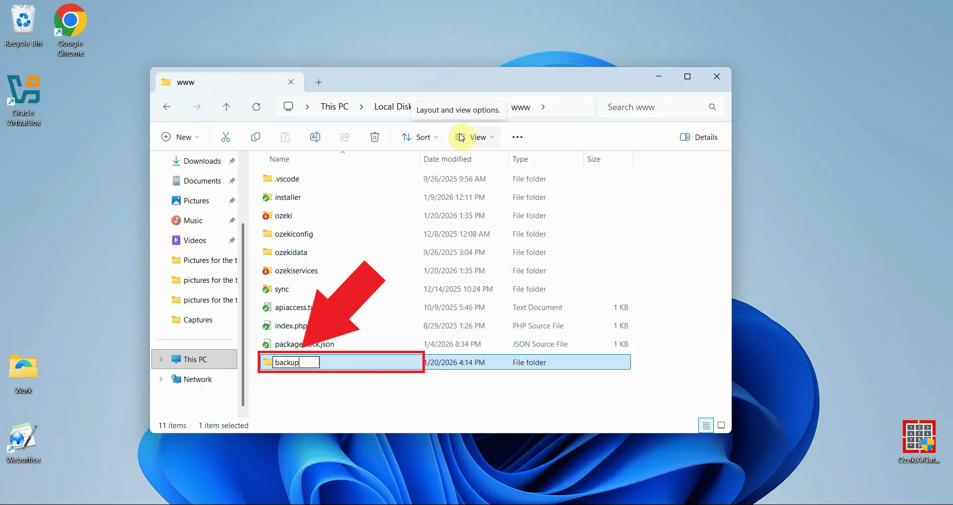 Create backup folder