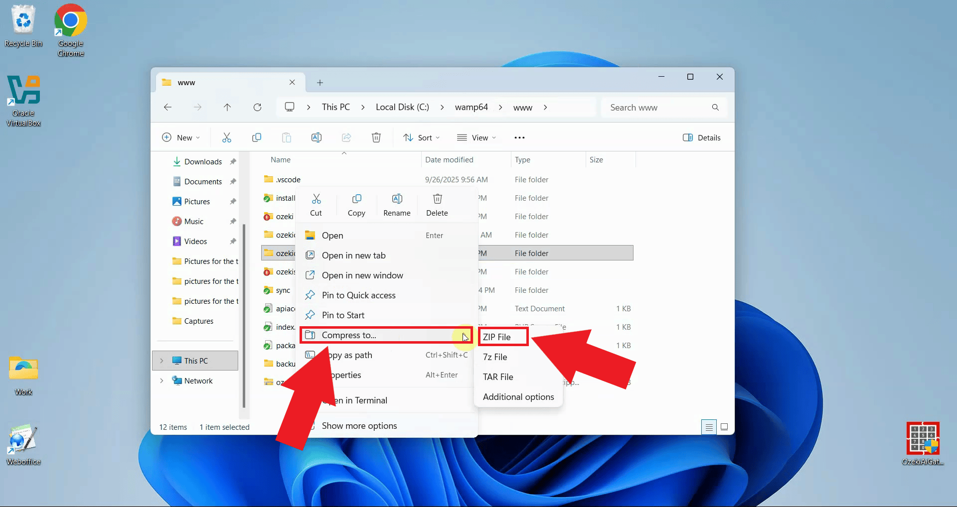 Compress data to zip