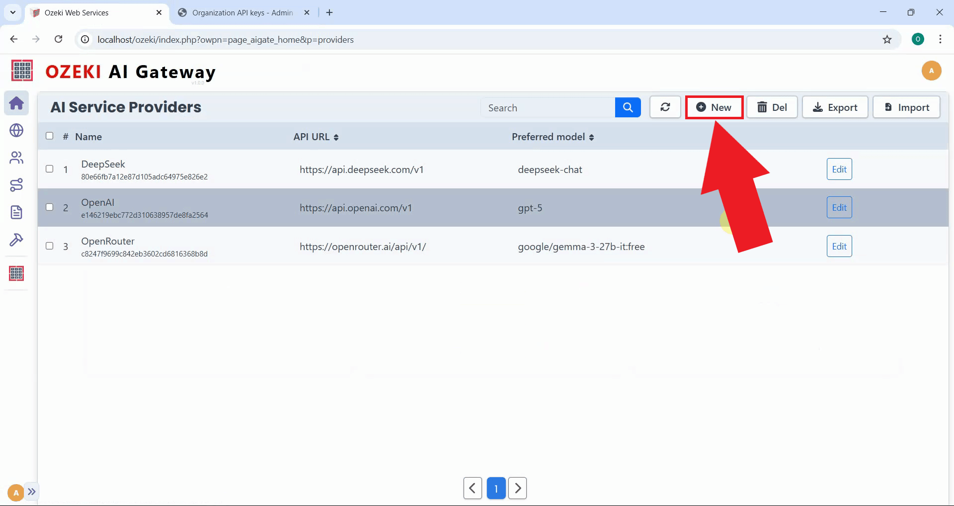 Click add new provider