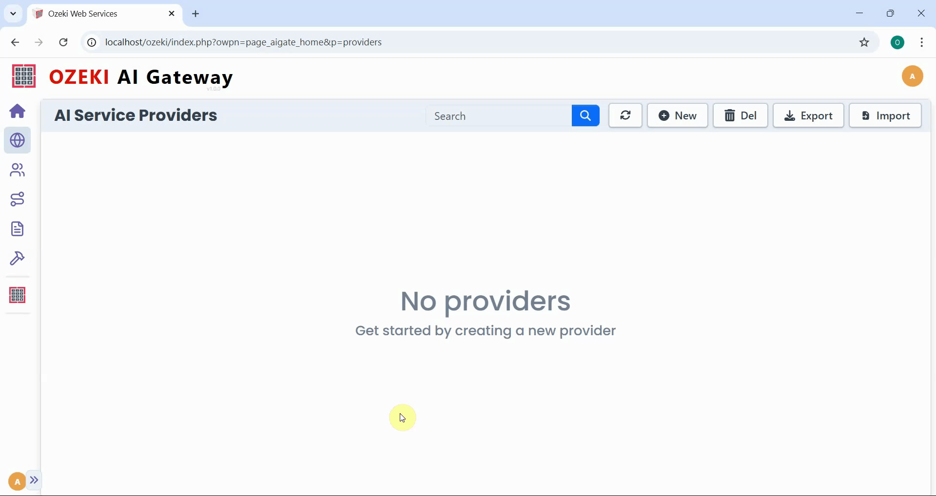Empty providers page