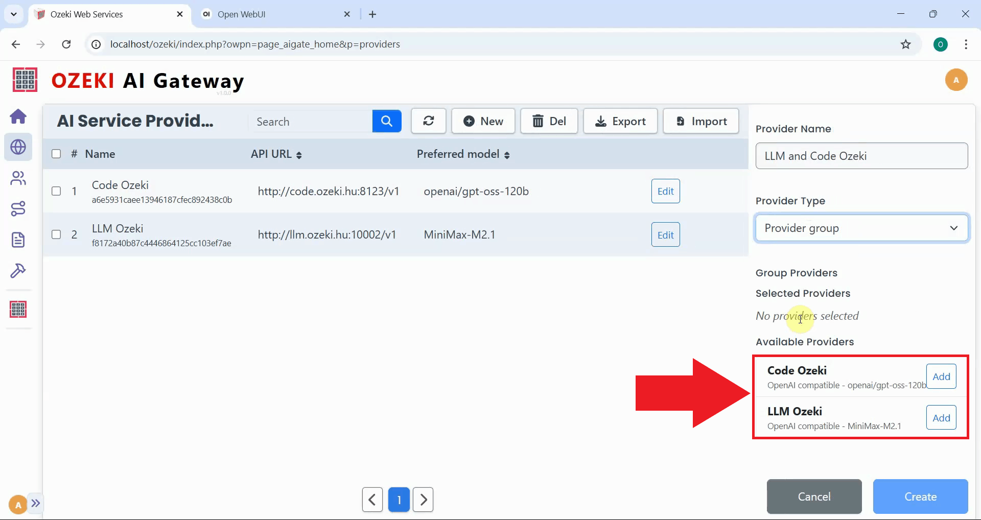 Add providers to group