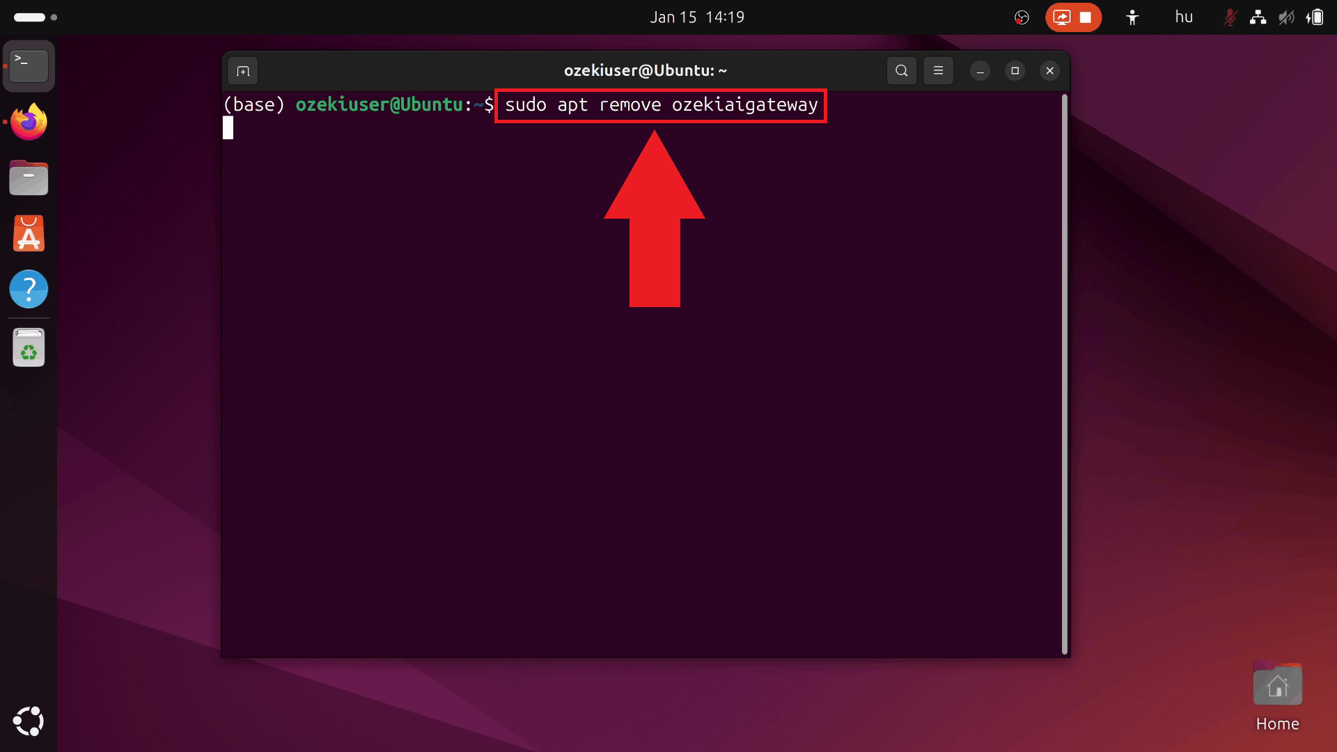 Enter remove command