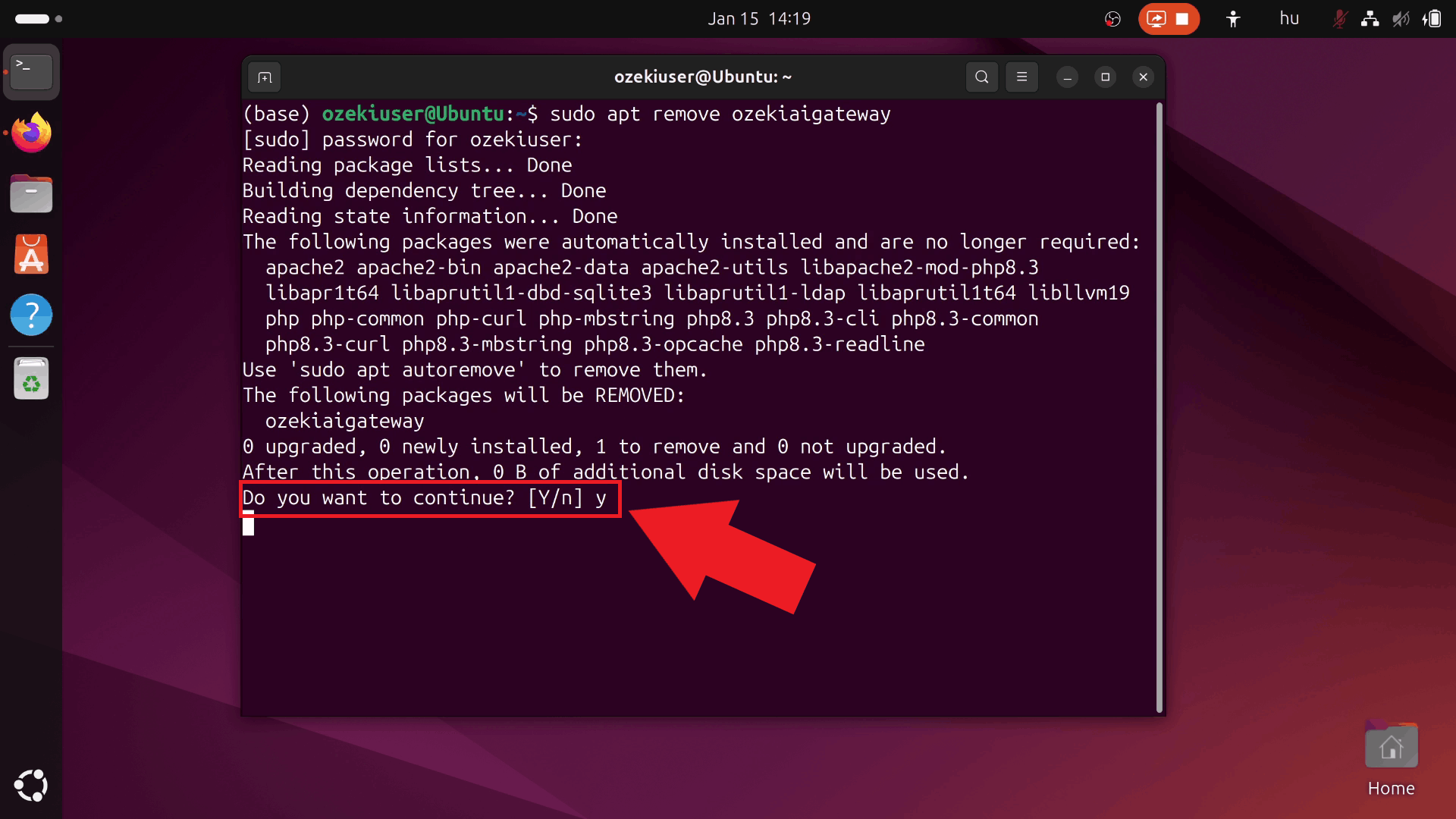 Confirm package removal