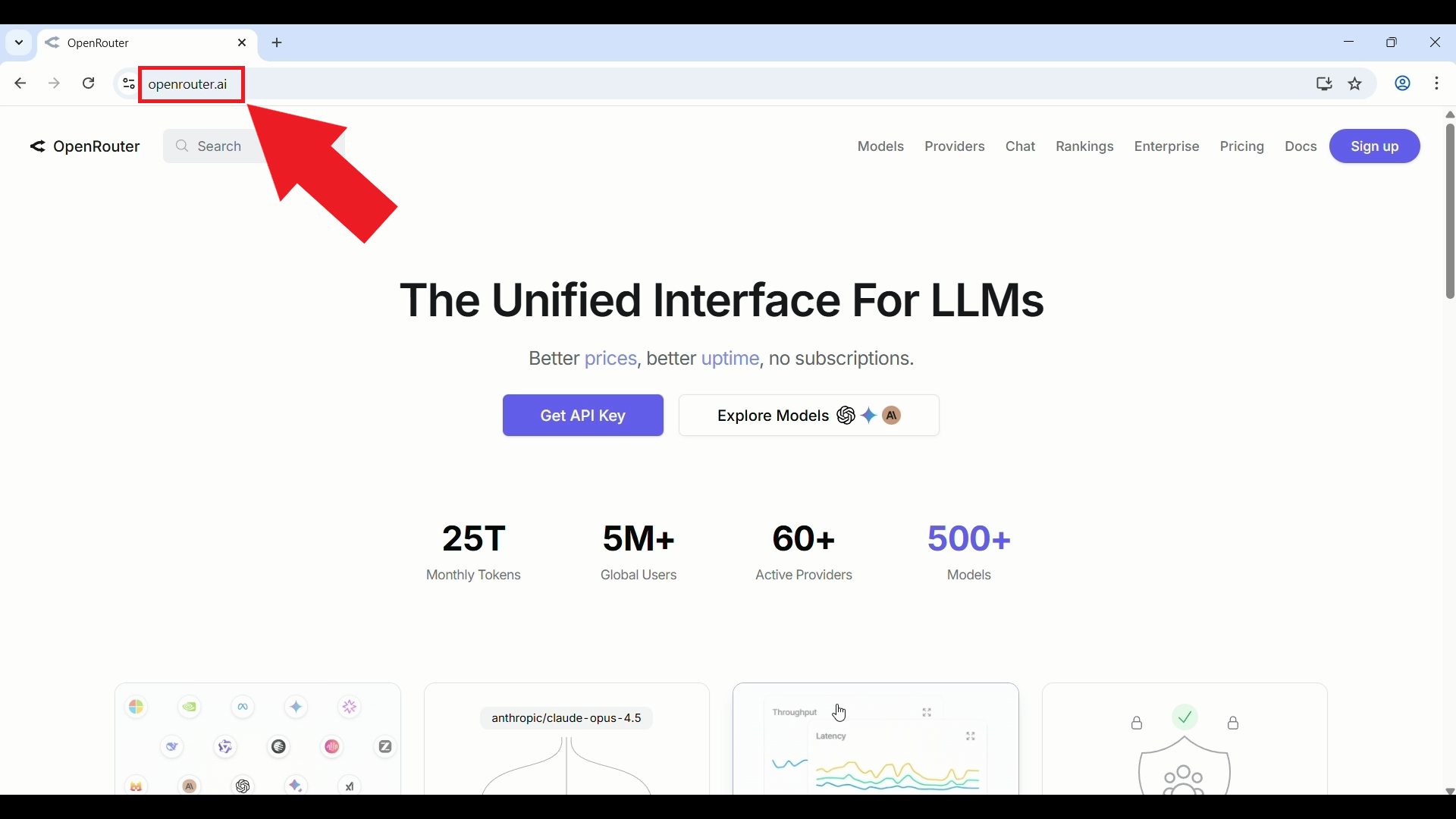 Navigate to OpenRouter website