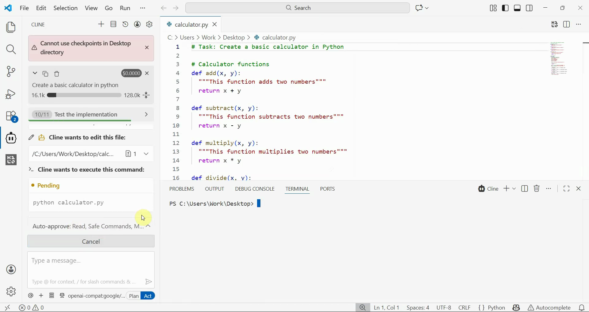 Wait for task to complete