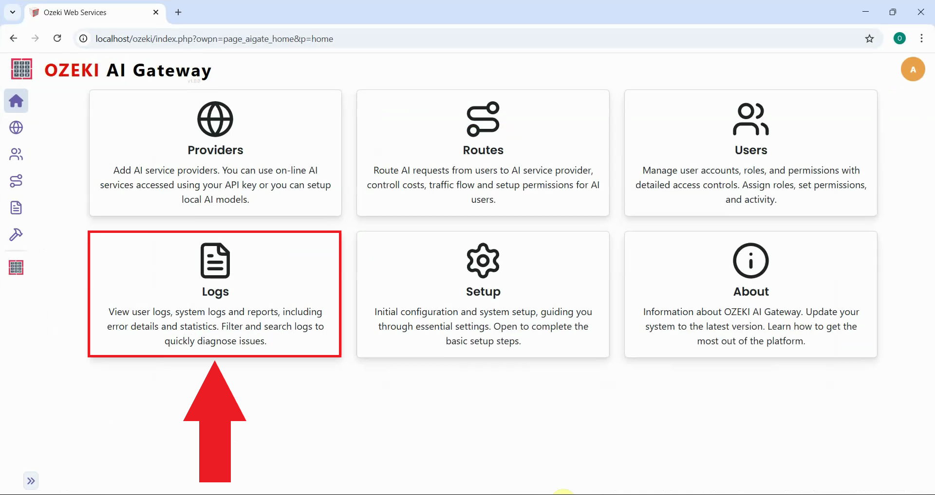 Open Logs in Ozeki AI Gateway