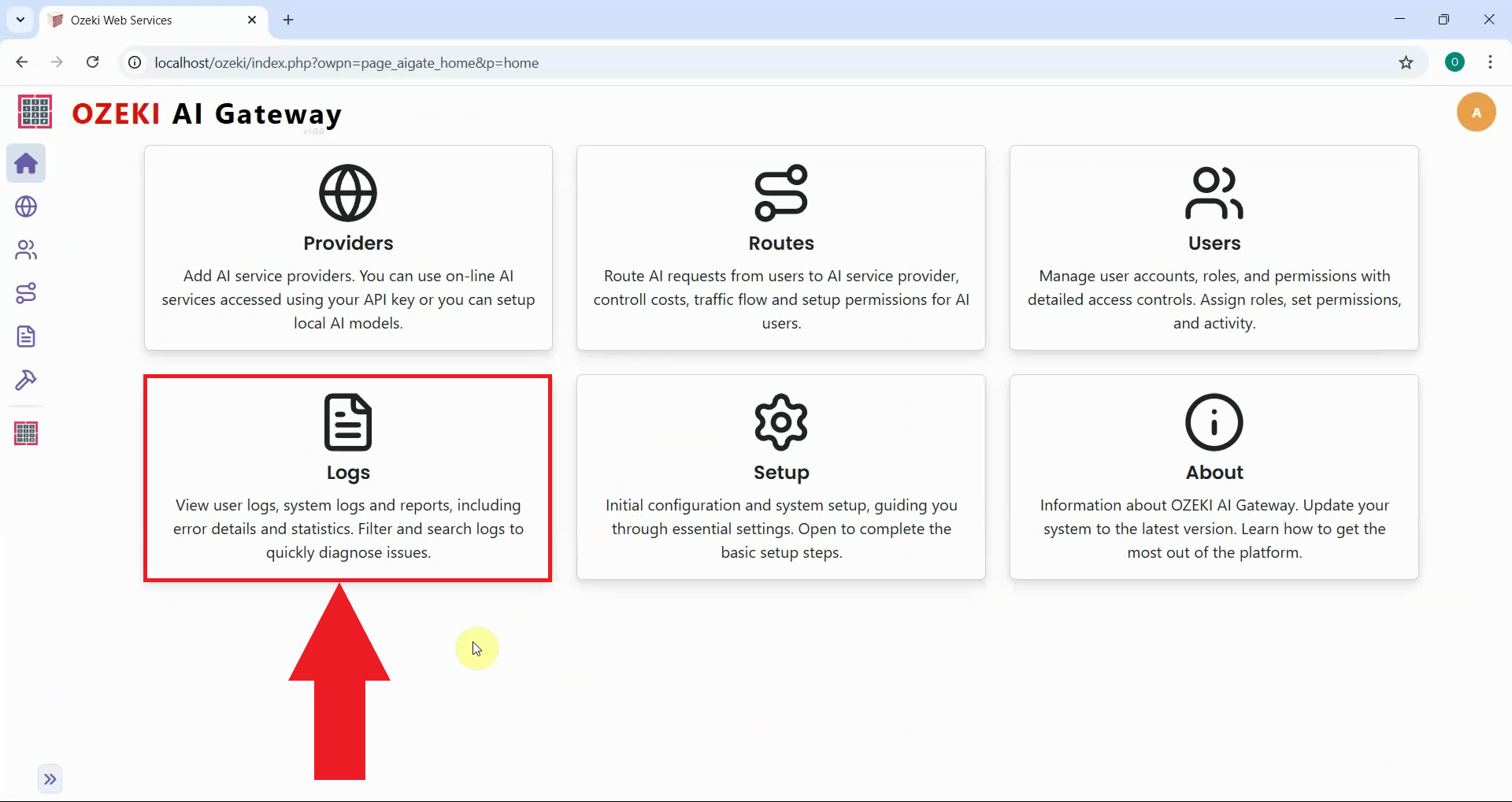Open Logs in Ozeki AI Gateway
