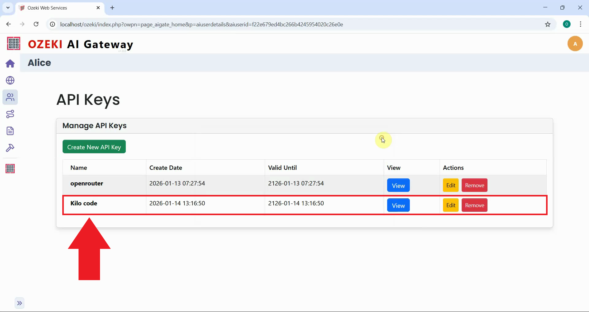 Create API key for Kilo Code