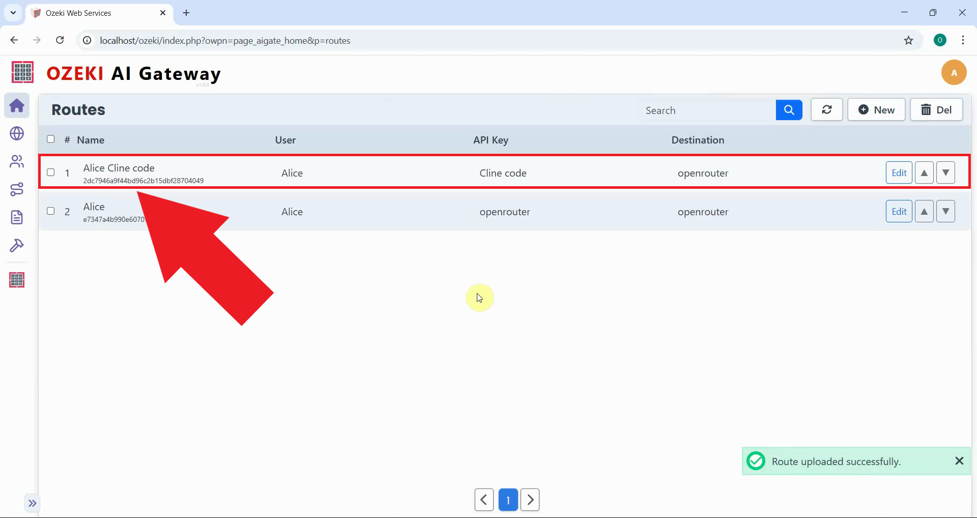 Create route for Cline