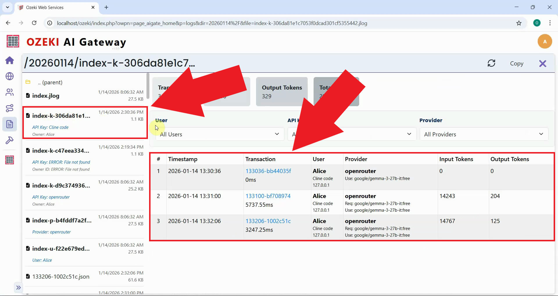 View Cline transaction log