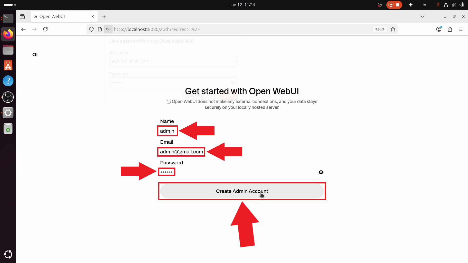 Create admin account