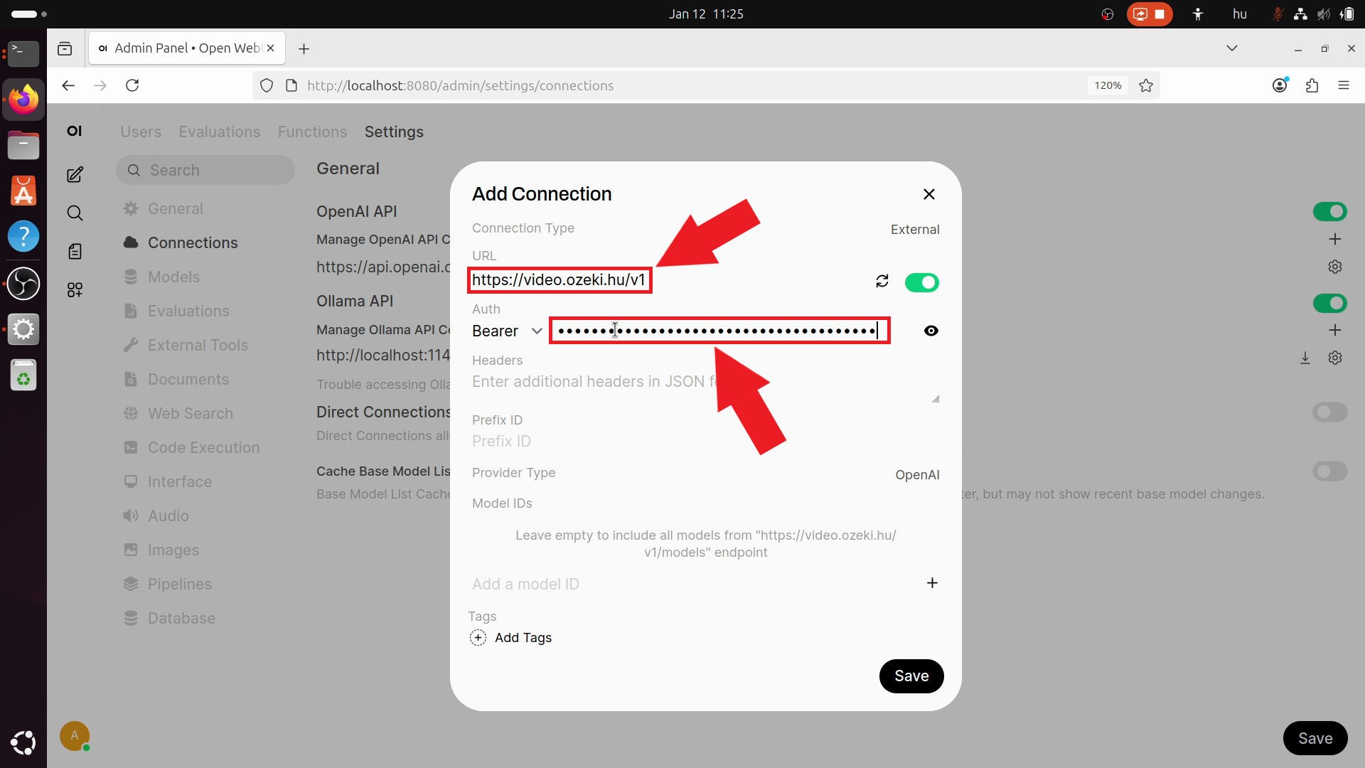 Enter URL and API key