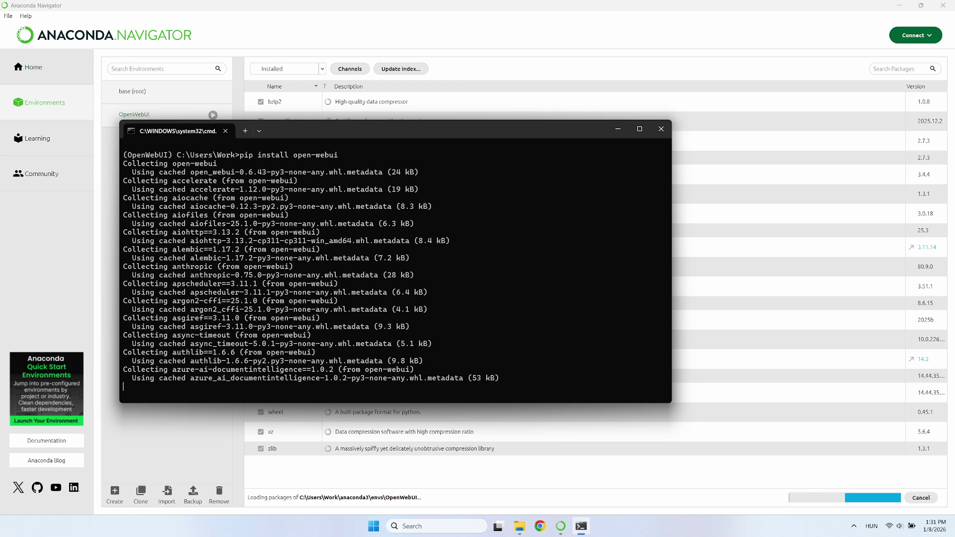 Wait for installation to finish