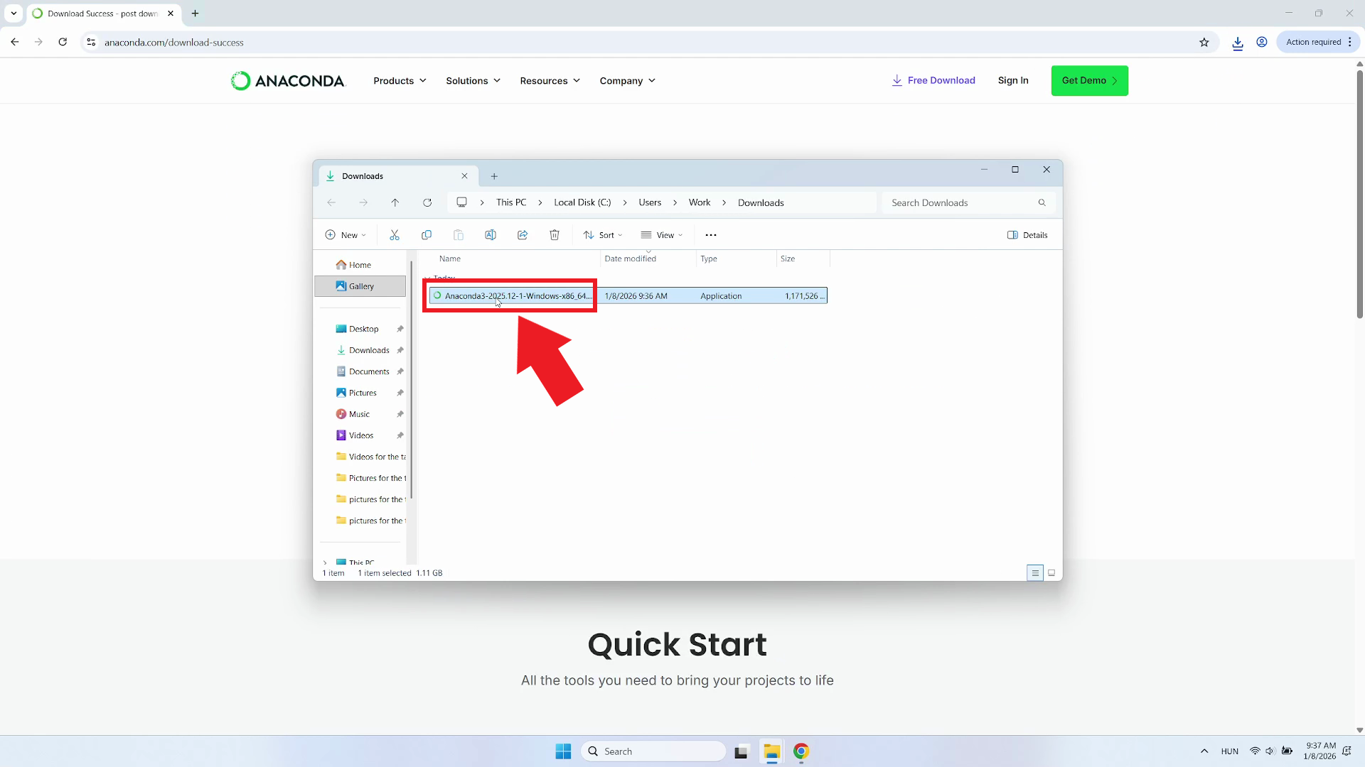 Start Anaconda installer