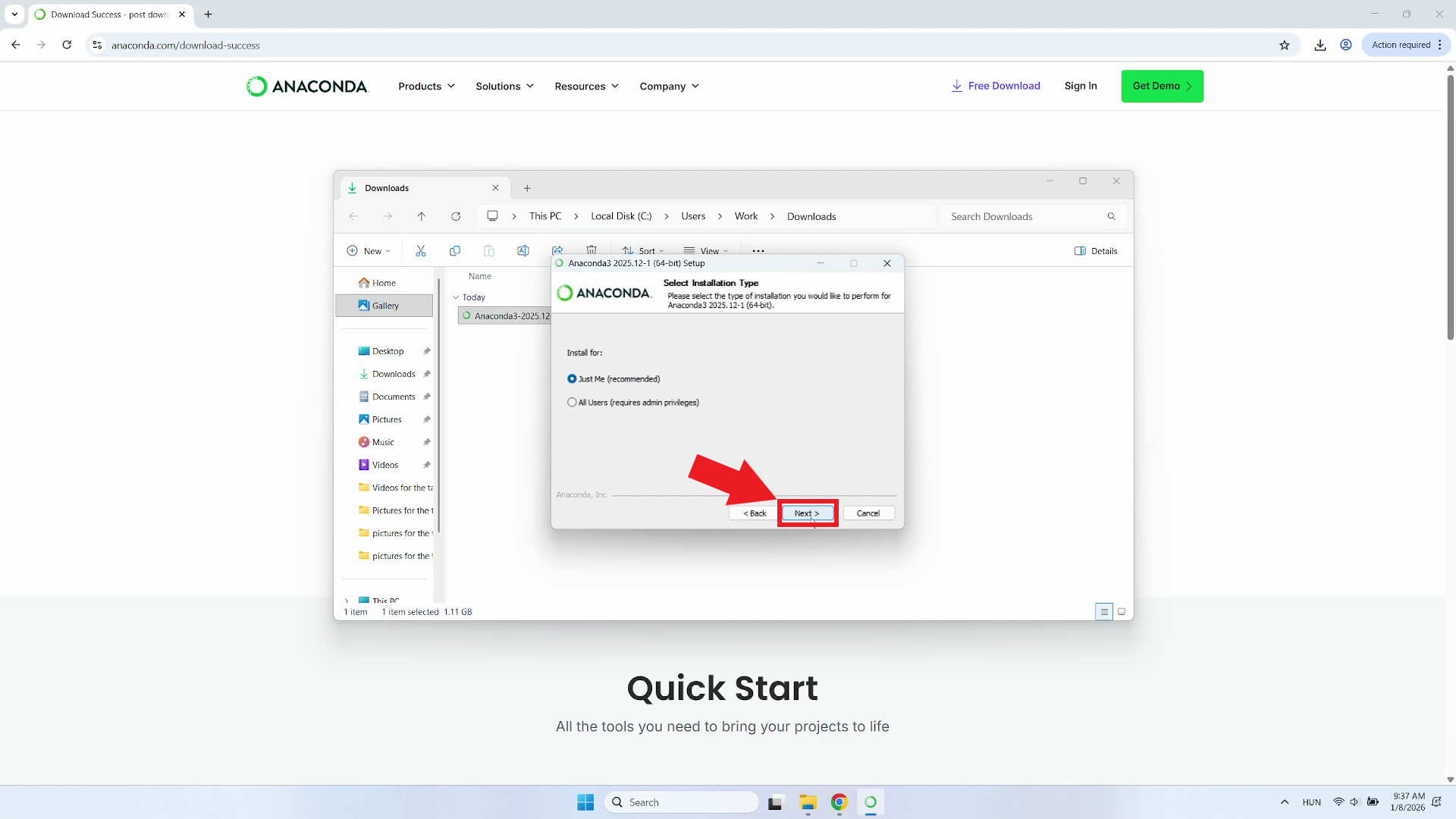 Select installation type