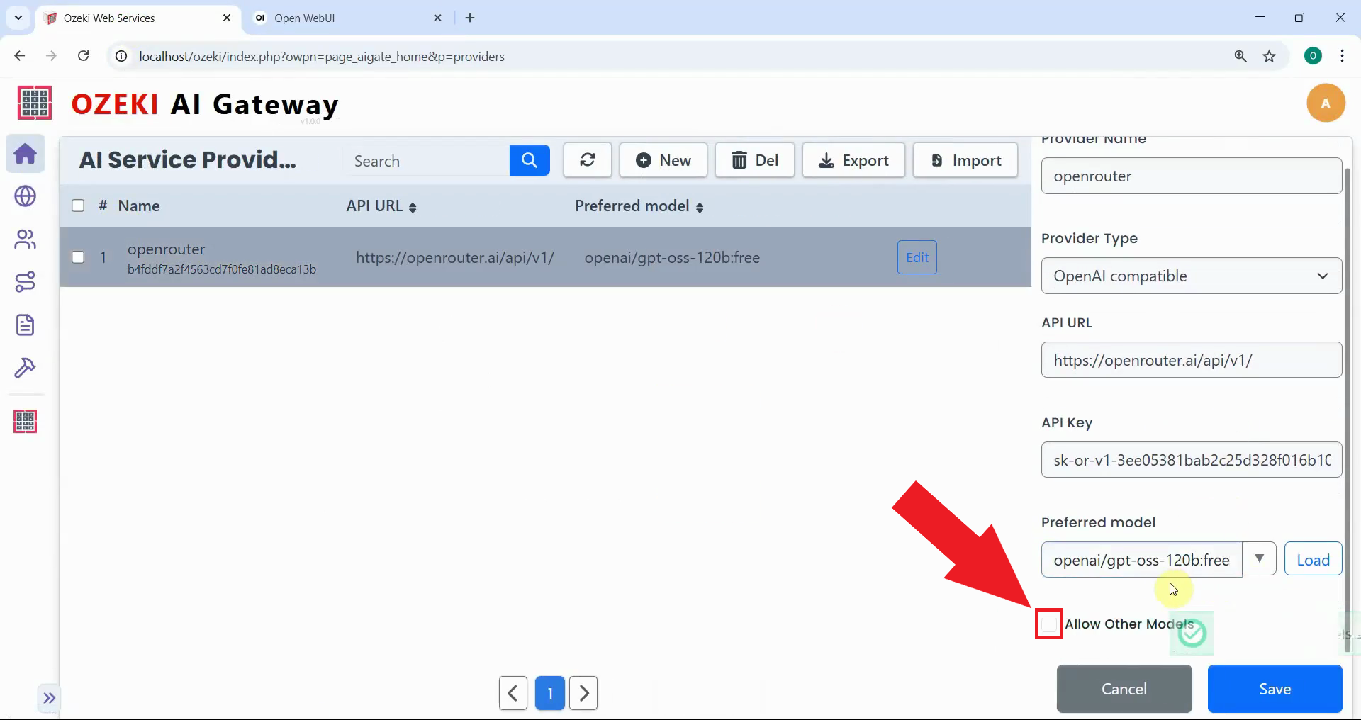Toggle allow other models