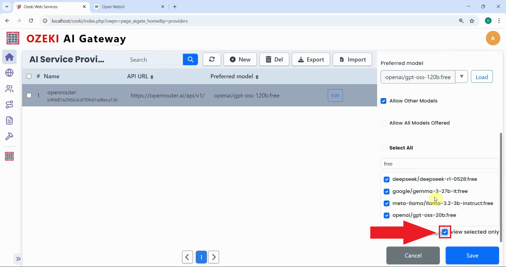 View selected models