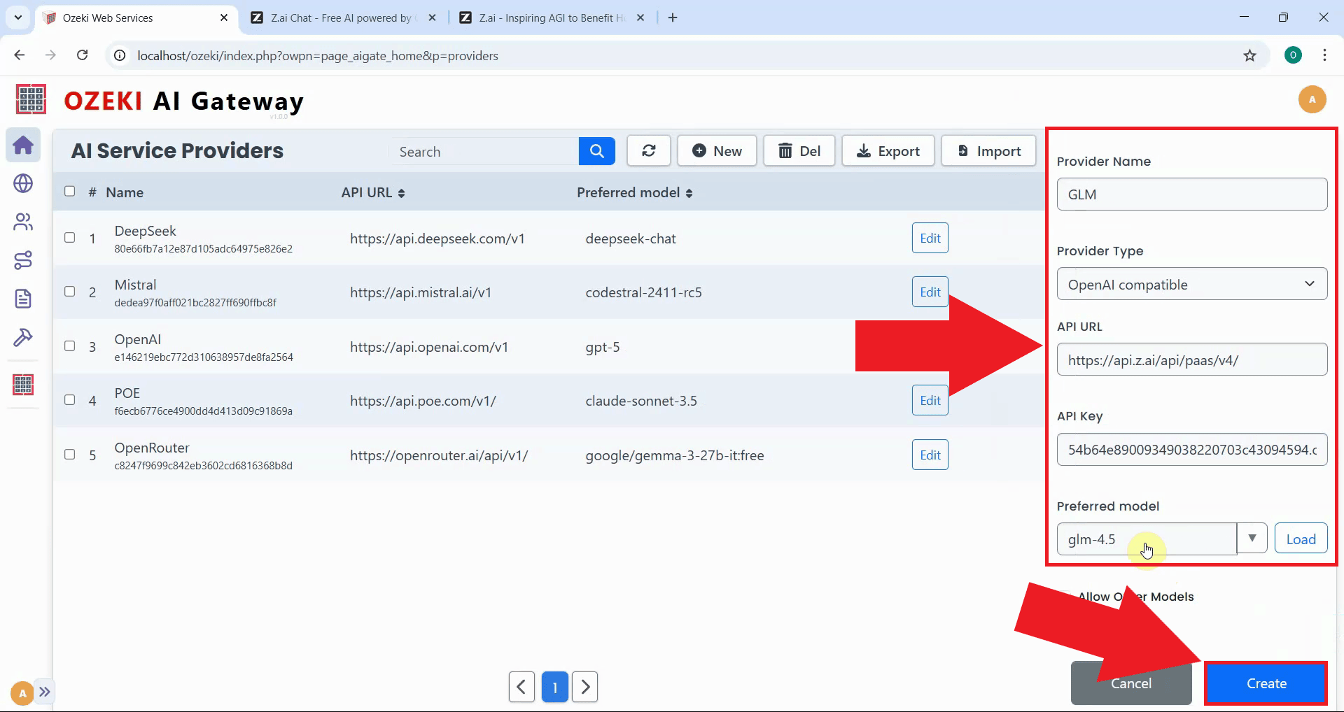 Enter GLM provider details