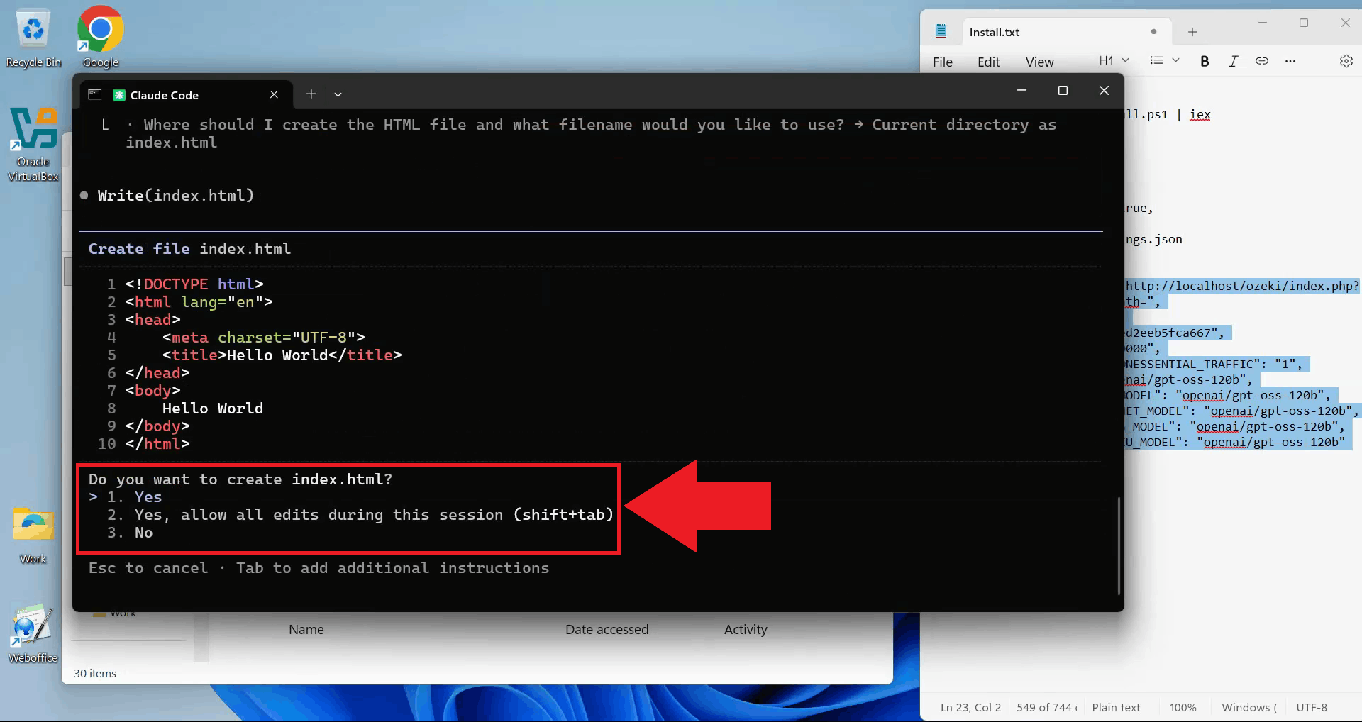 Accept file creation