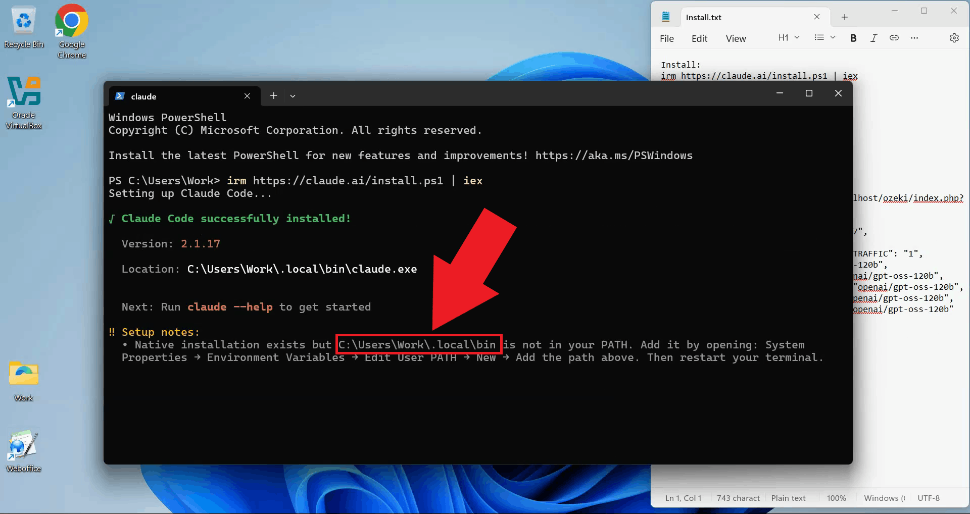 Check setup notes and copy path