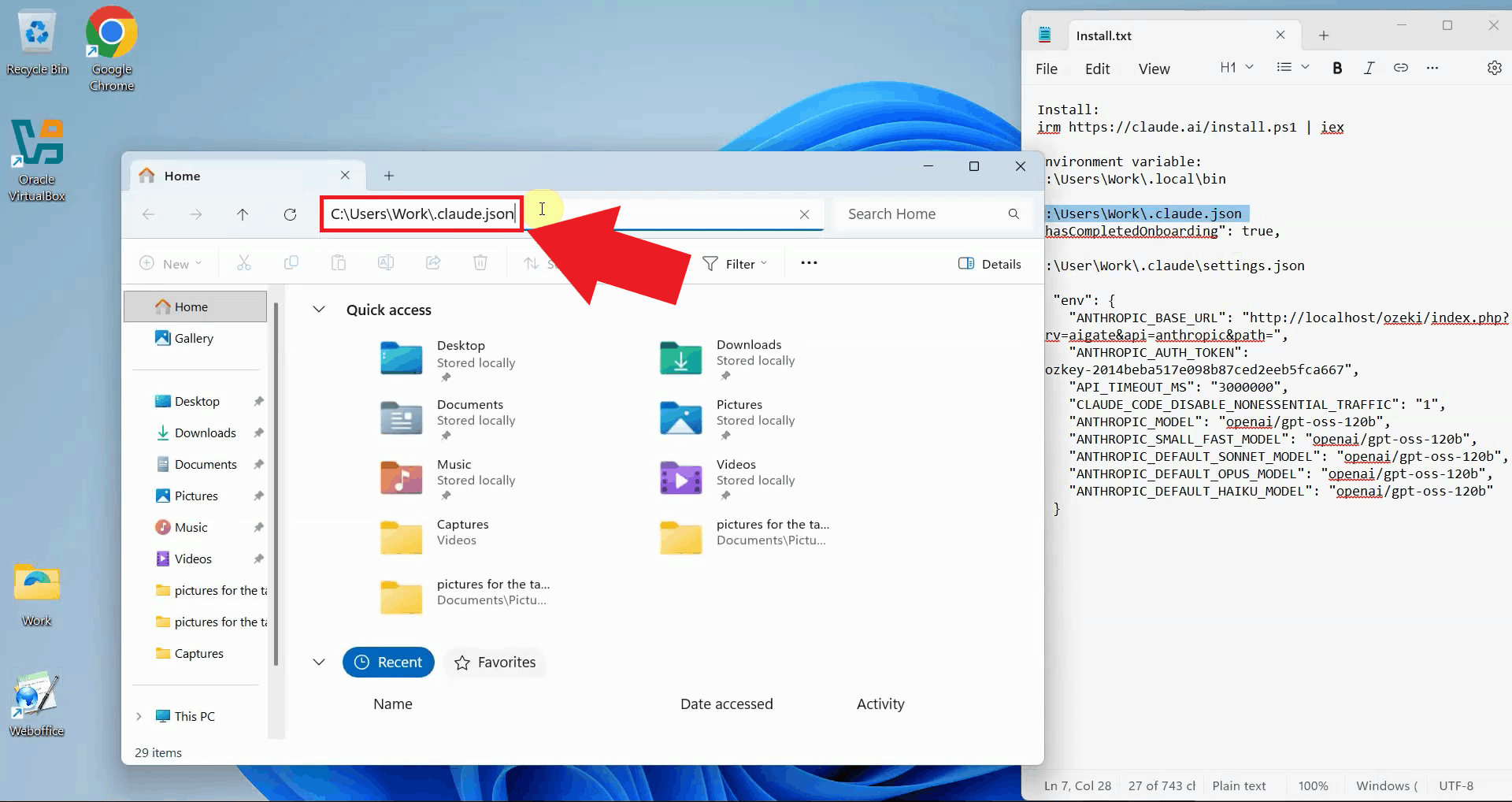 Open .claude.json file