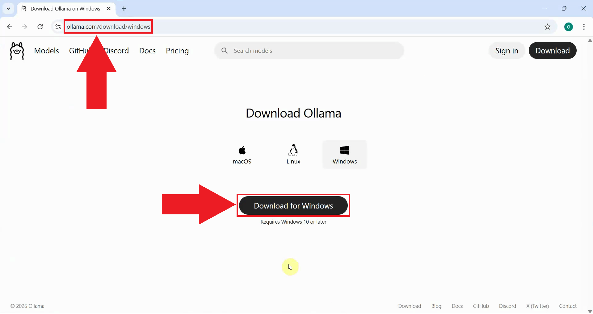 Download Ollama installer