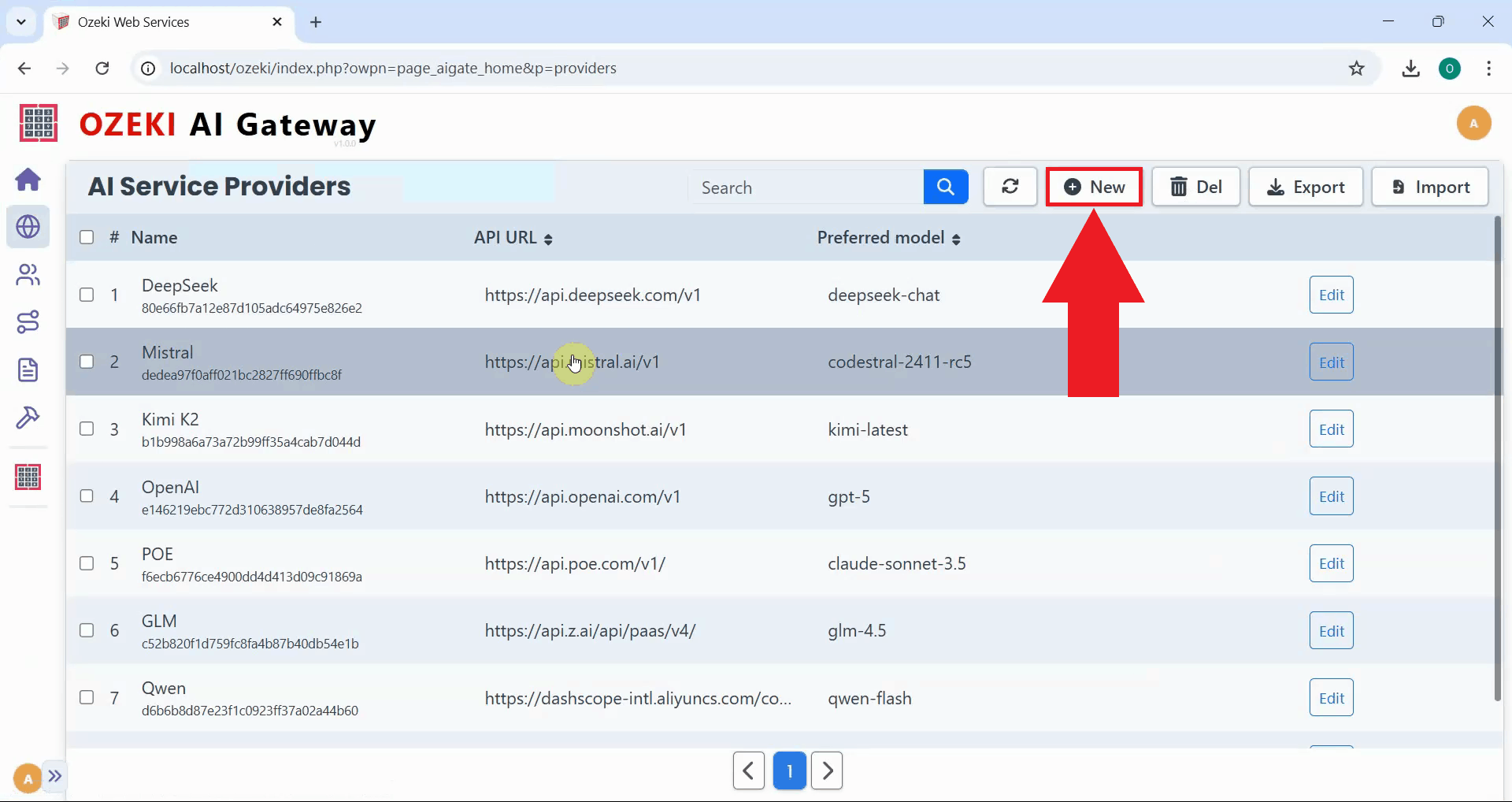 Click add new provider