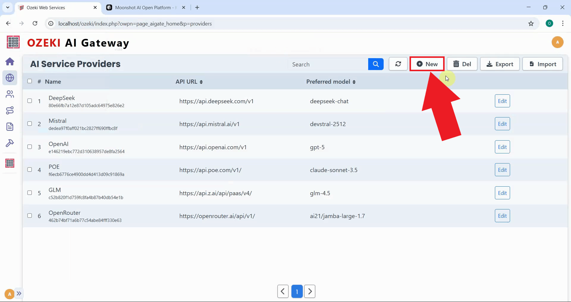 Click add new provider