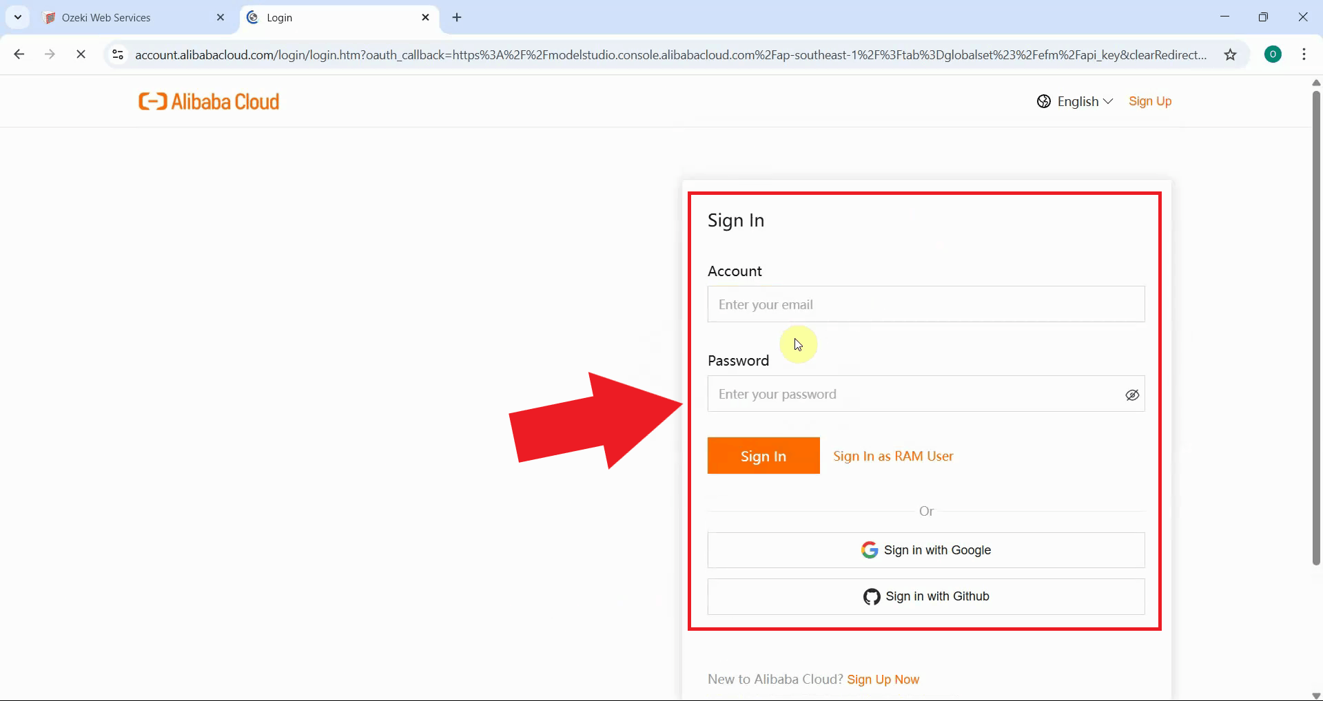 Login to Alibaba Cloud