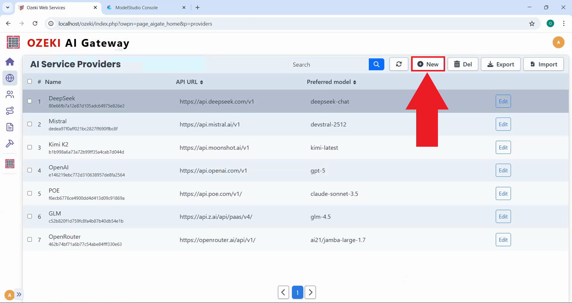 Click add new provider