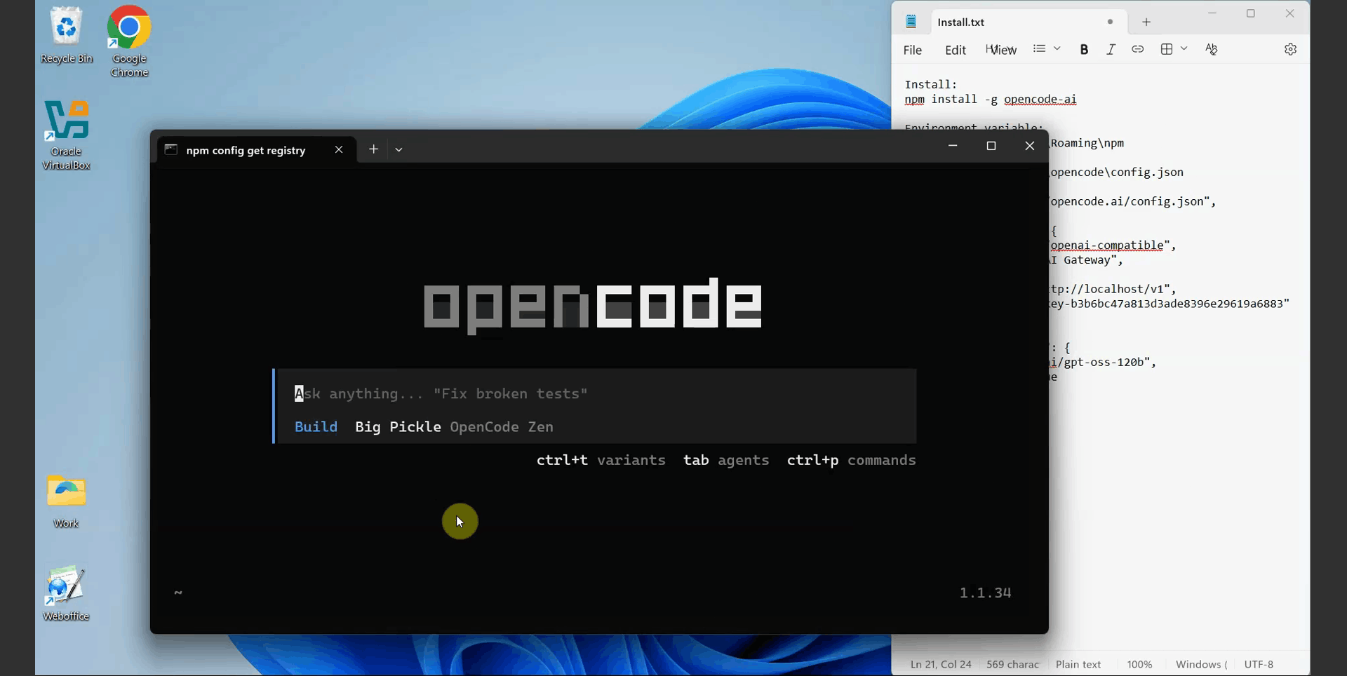 Open Code welcome page