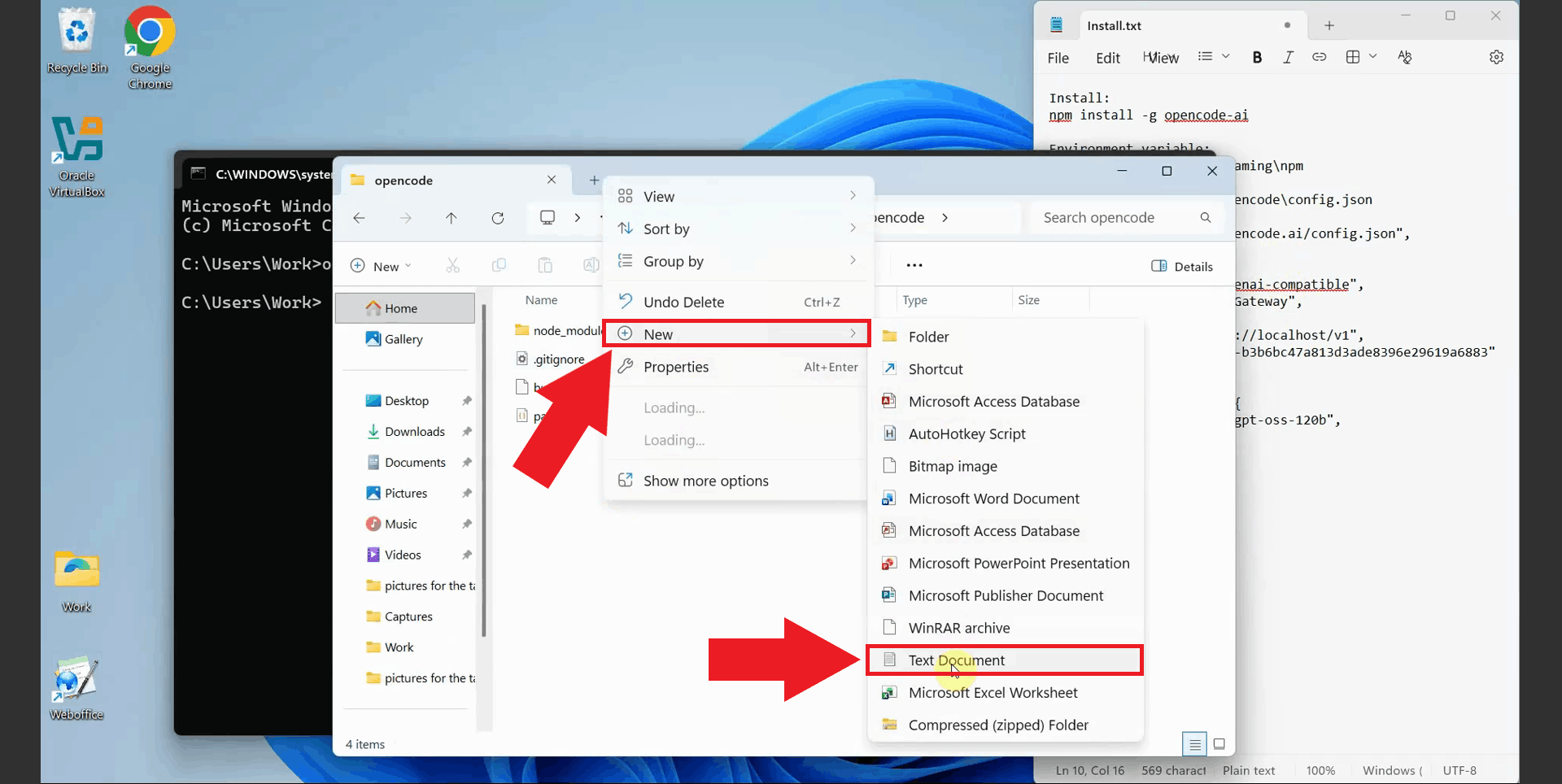 Create new text document