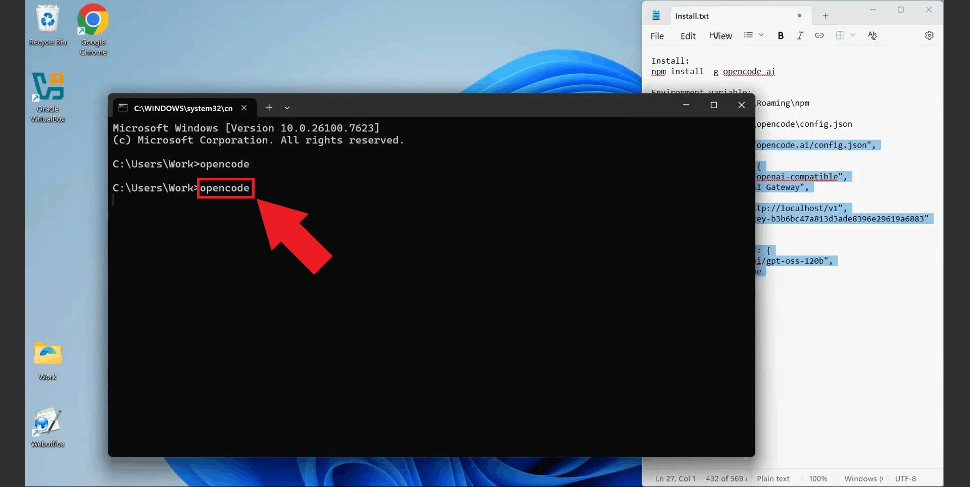 Start Open Code from terminal