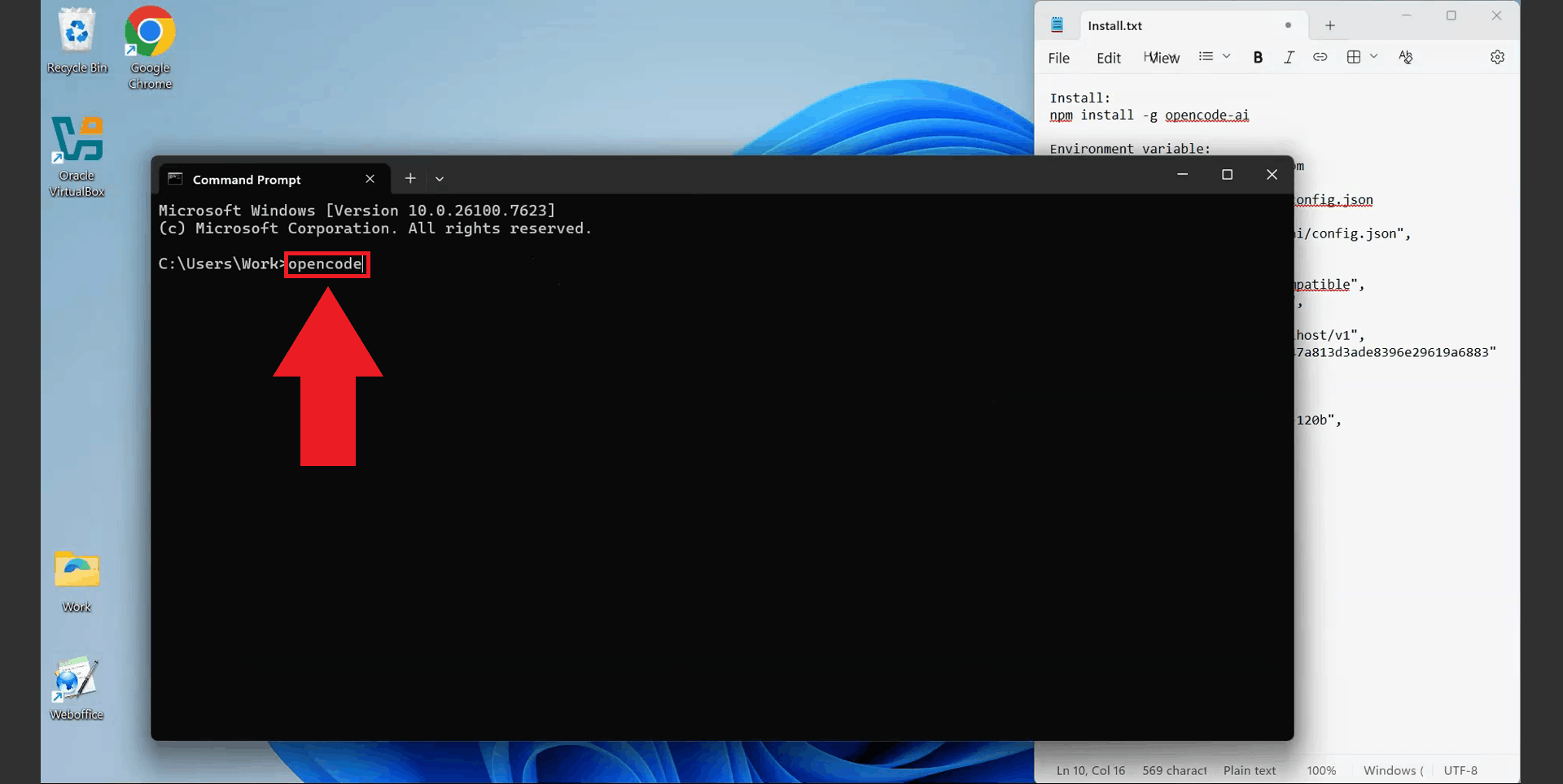 Start Open Code from terminal
