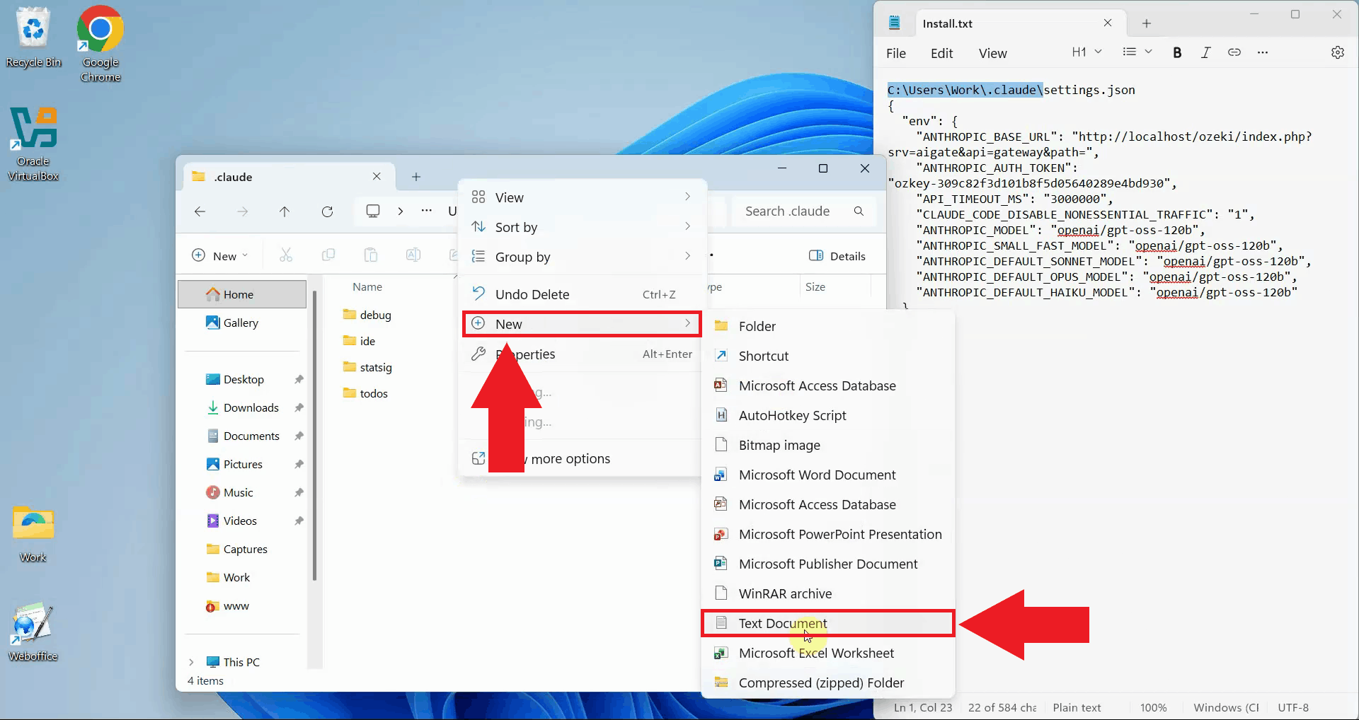 Create new text document