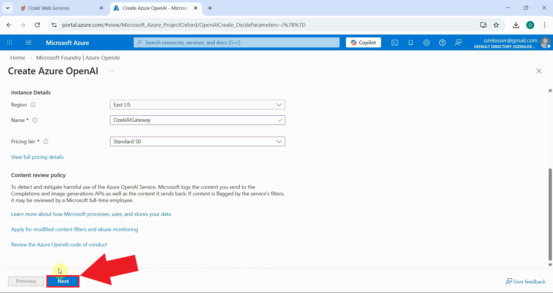 Click next to proceed