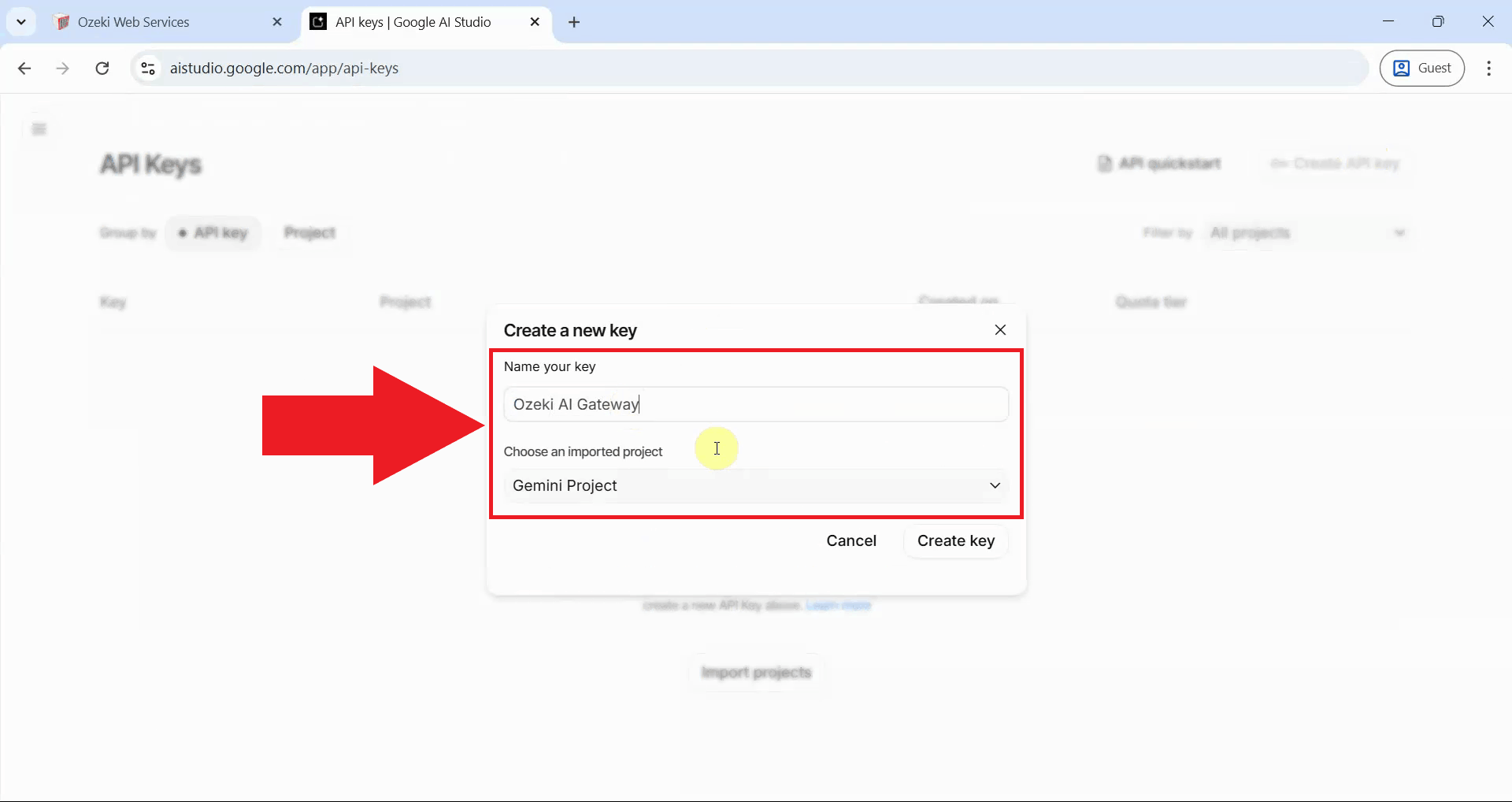 Enter name and project
