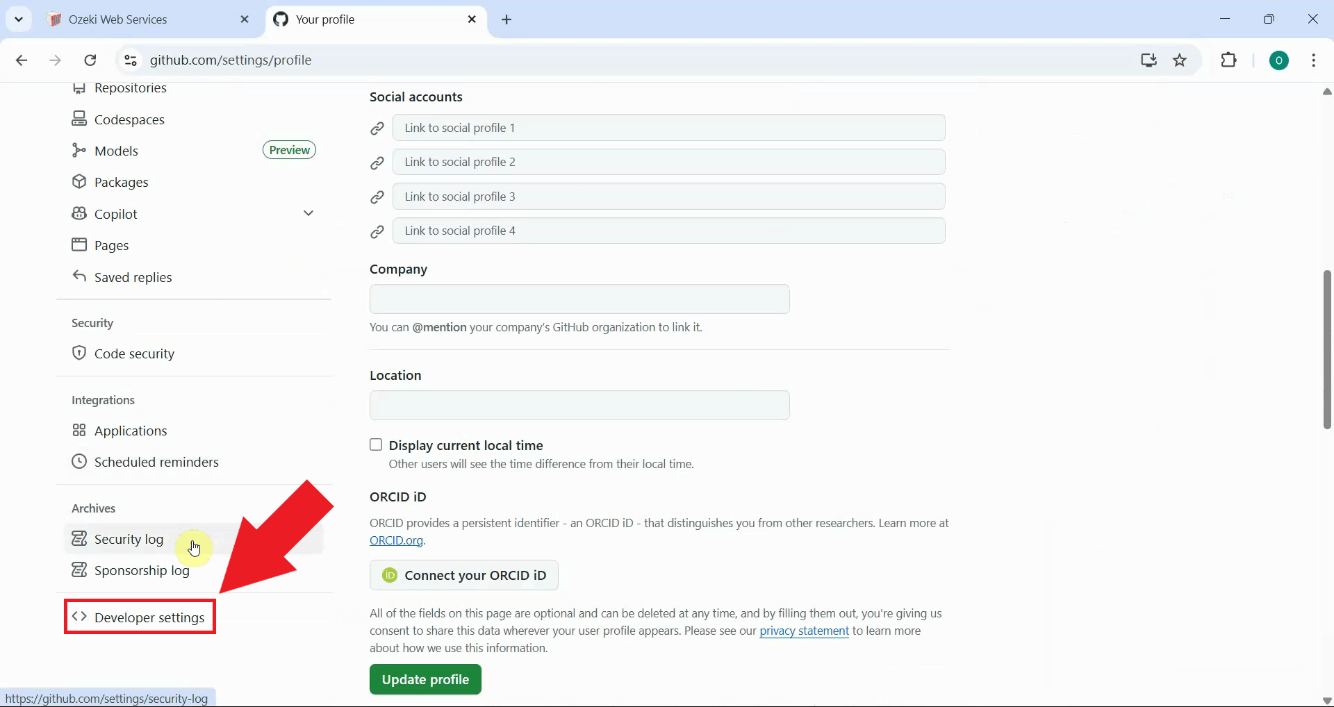 Enter developer settings